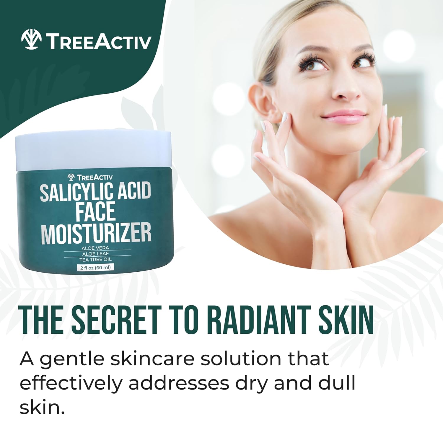 TreeActiv Acne Face Cream - Natural Extra Strength Treatment for Clear Skin | Fast-Acting, Gentle for All Skin Types | 2 fl oz