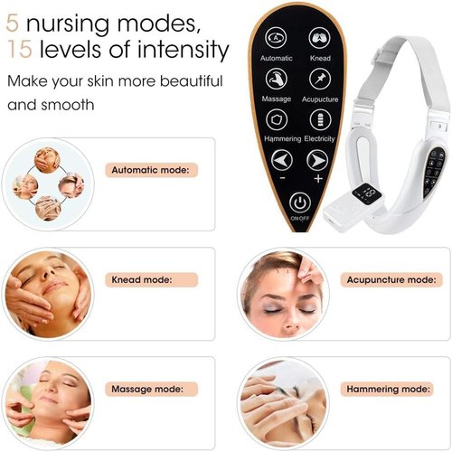 ContourFlex 4 in 1 Massager for Face, 2026 New Reviona Contour Flex Facial Sculpting Device for Double Chin, 5 Modes & 15 Intensities, Tightens Jawline, Reduces Sagging Skin(Pink)