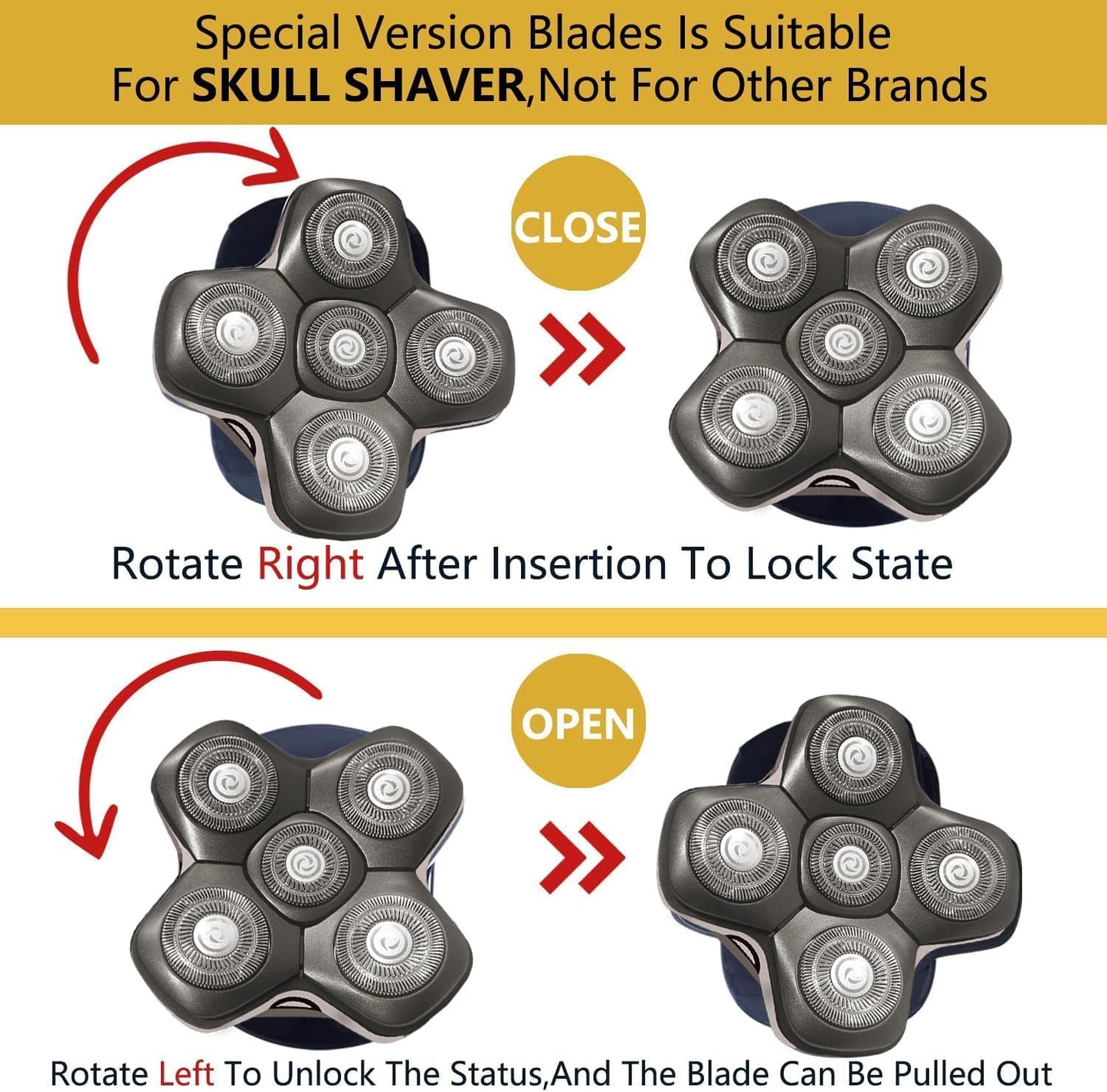 Skull Shaver Pitbull Platinum Pro Replacement Heads - Hypo-Allergenic Electric Razor Upgrade