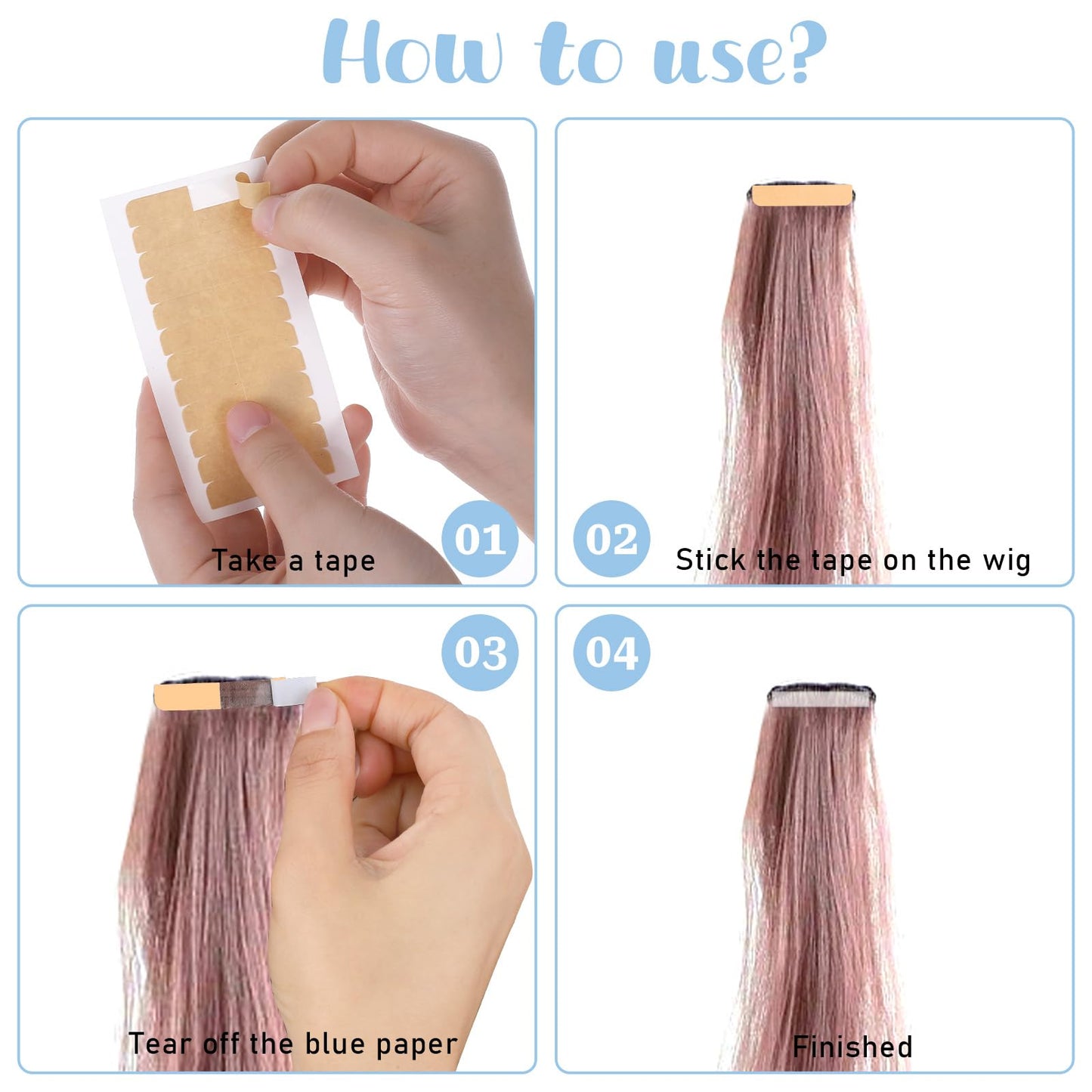 Tucnoeu 120pcs Adhesive Replacement Tape for Hair,Hair Extension Tape,Extensions Invisible Waterproof Double Sided Hair Tape,Tape in Human Hair Extensions Wig Tape Beauty Tools(Skin)