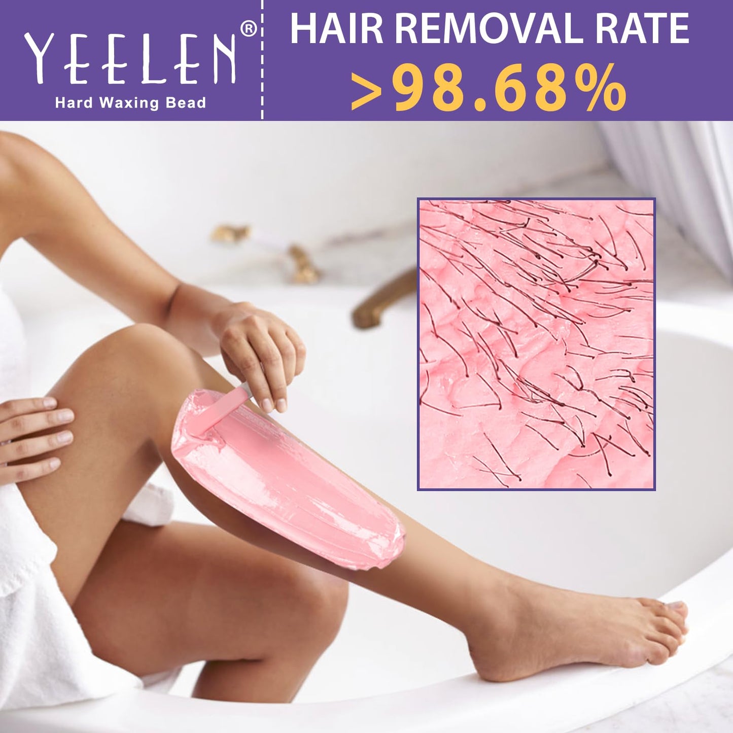 Hard Wax Beads 2LB Waxing Beads: Wax Beads for Sensitive Skin Bikini Wax Beans Brazilian Waxing Face Lip Eyebrow - Bulk Ideal for Salons and Home Use (Pink)