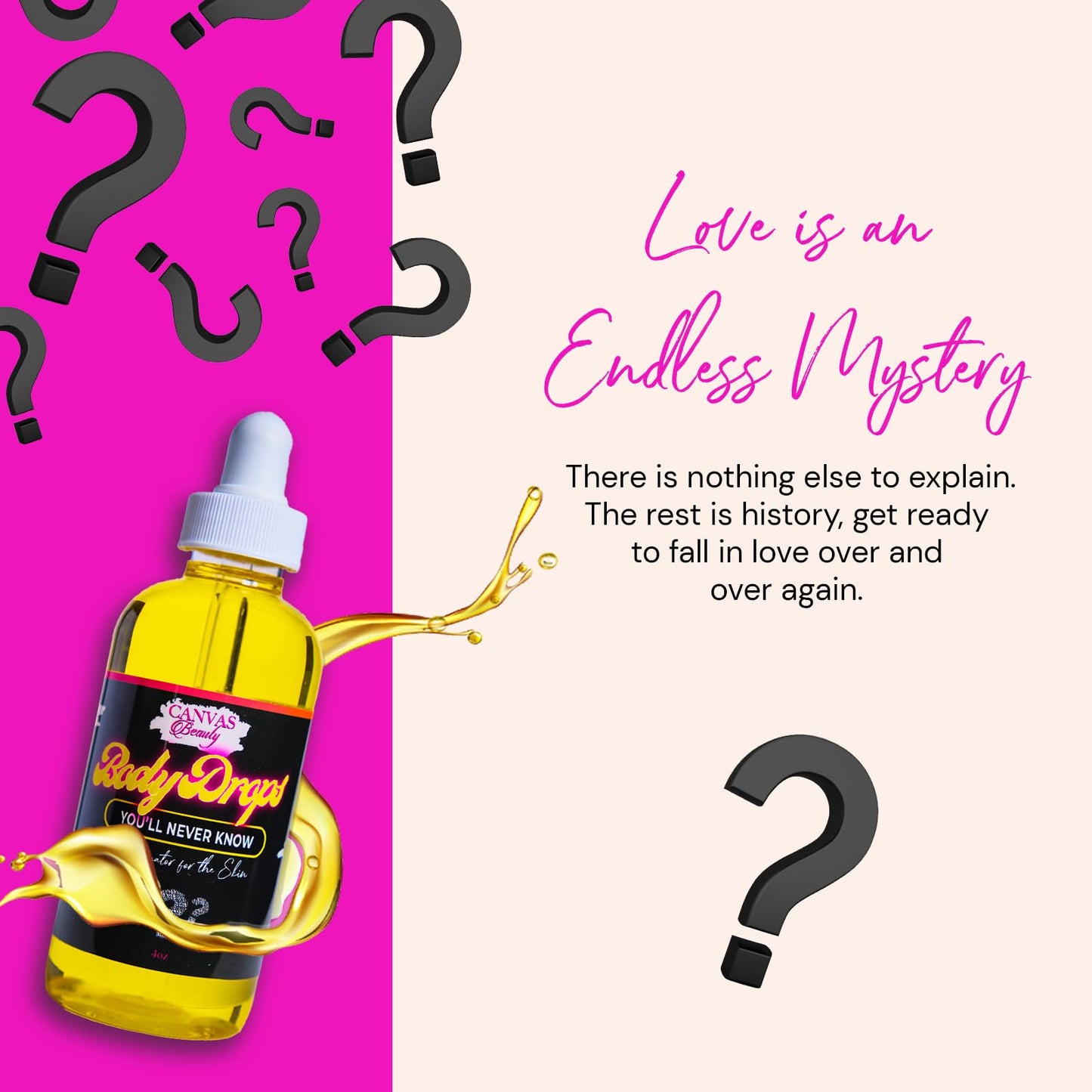 Canvas Beauty Body Drops, You'll Never Know - With Coconut Oil, Jojoba Oil & Vitamin E