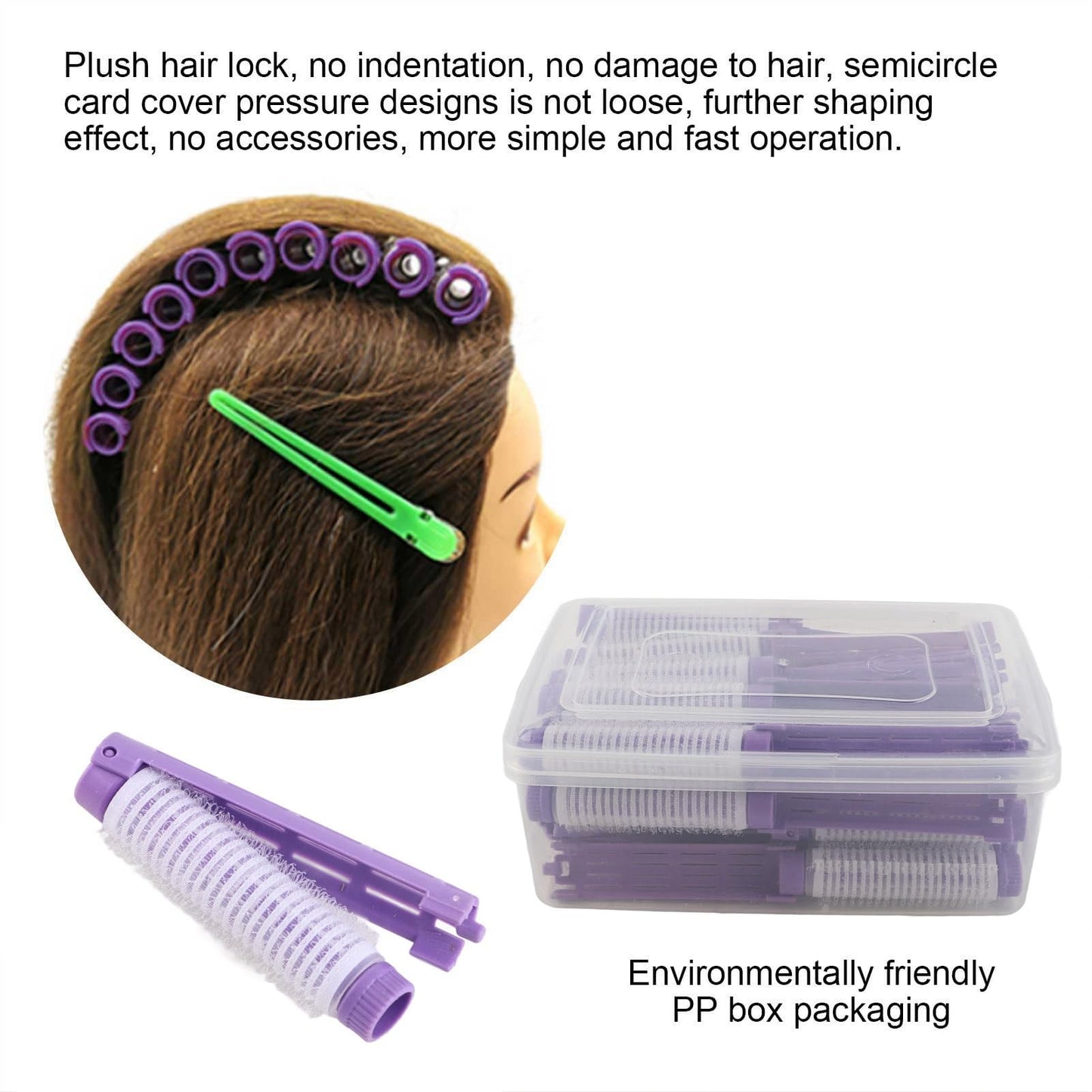 Versatile Perm Rods for Fluffy Curls - 20pcs Pink Hair Rollers with Easy Clamp/Holder Design for SalonQuality Hair Styling (Purple)