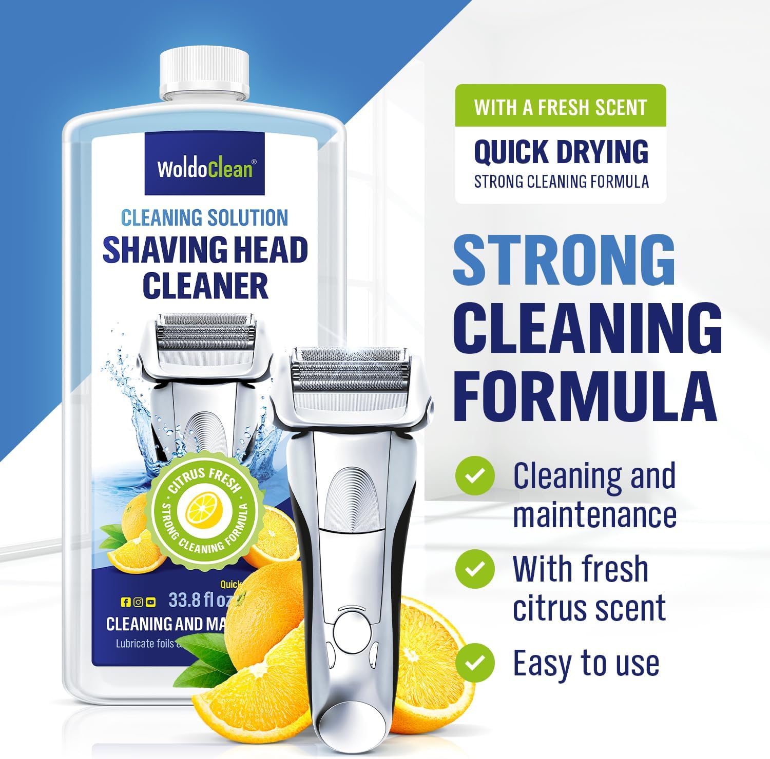 Braun Shaver Cleaner Solution - 33.8 oz Lemon Scent, Compatible with CCR/SmartCare, 5-6 Uses