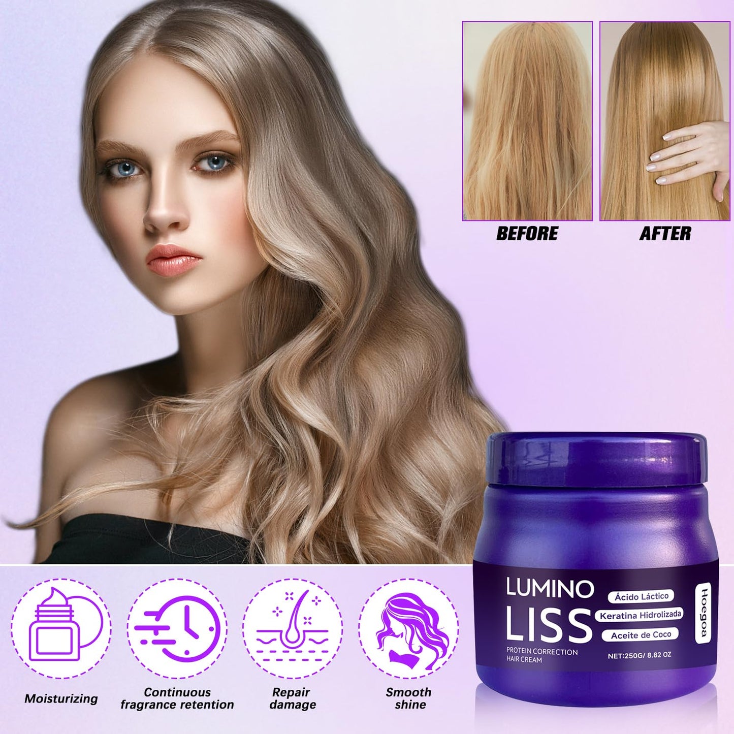 Lumino Liss Alisado,Alisado para Cabello Sin Formol LuminoLiss,Crema Alisadora Lumino Liss,Lumino Liss Keratina,Restores Hair Natural Silkiness