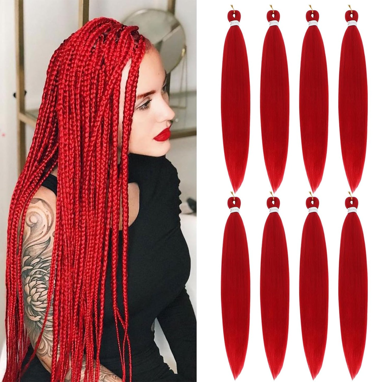24-Inch Pre-Stretched Braiding Hair - 8 Packs Soft Yaki Texture for Crochet & Twists
