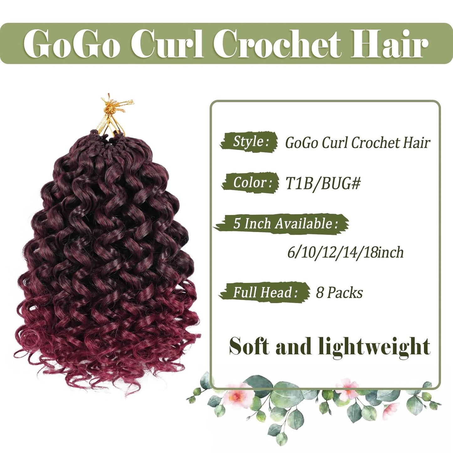 GoGo Curl Crochet Hair 10 Inch - 8 Packs Ombre Brown Water Wave Extensions for Black Women
