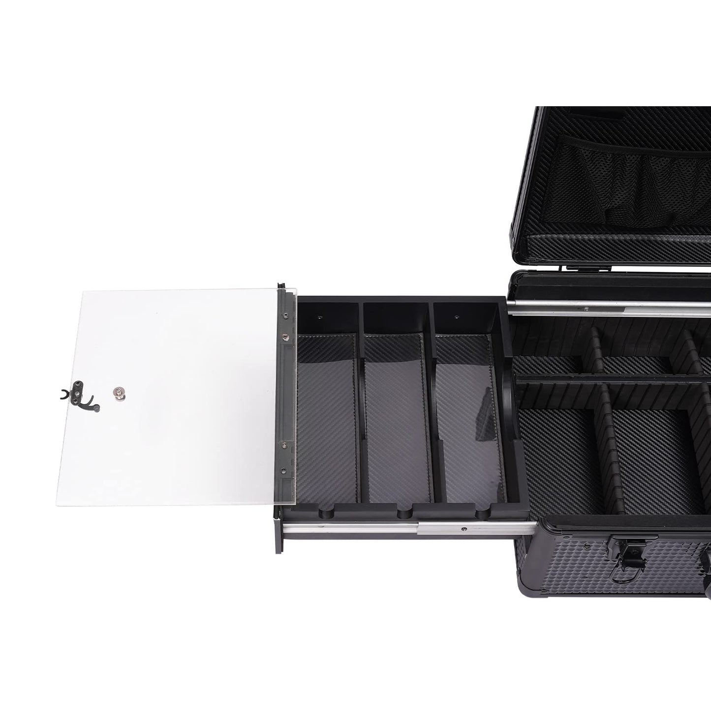 LyeXD Beauty Professional Barber Case, Portable Travel Barber Carry Case with Lock for Clippers, Scissors, Combs & More, Aluminum Storage Travel Case with Lock