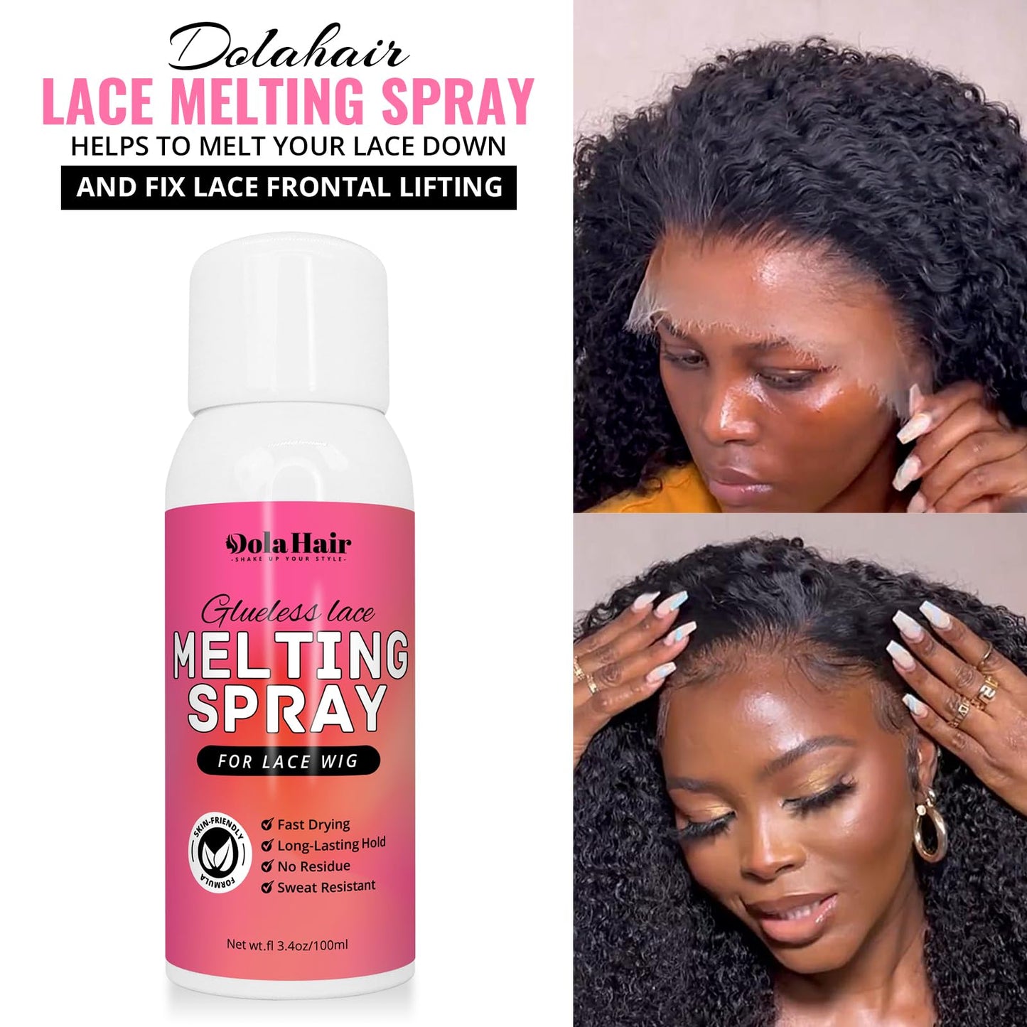 Dolahair Lace Glue Kit - Complete Set with Lace Tint Mousse, Wig Installation & Melting Spray(Medium Brown)