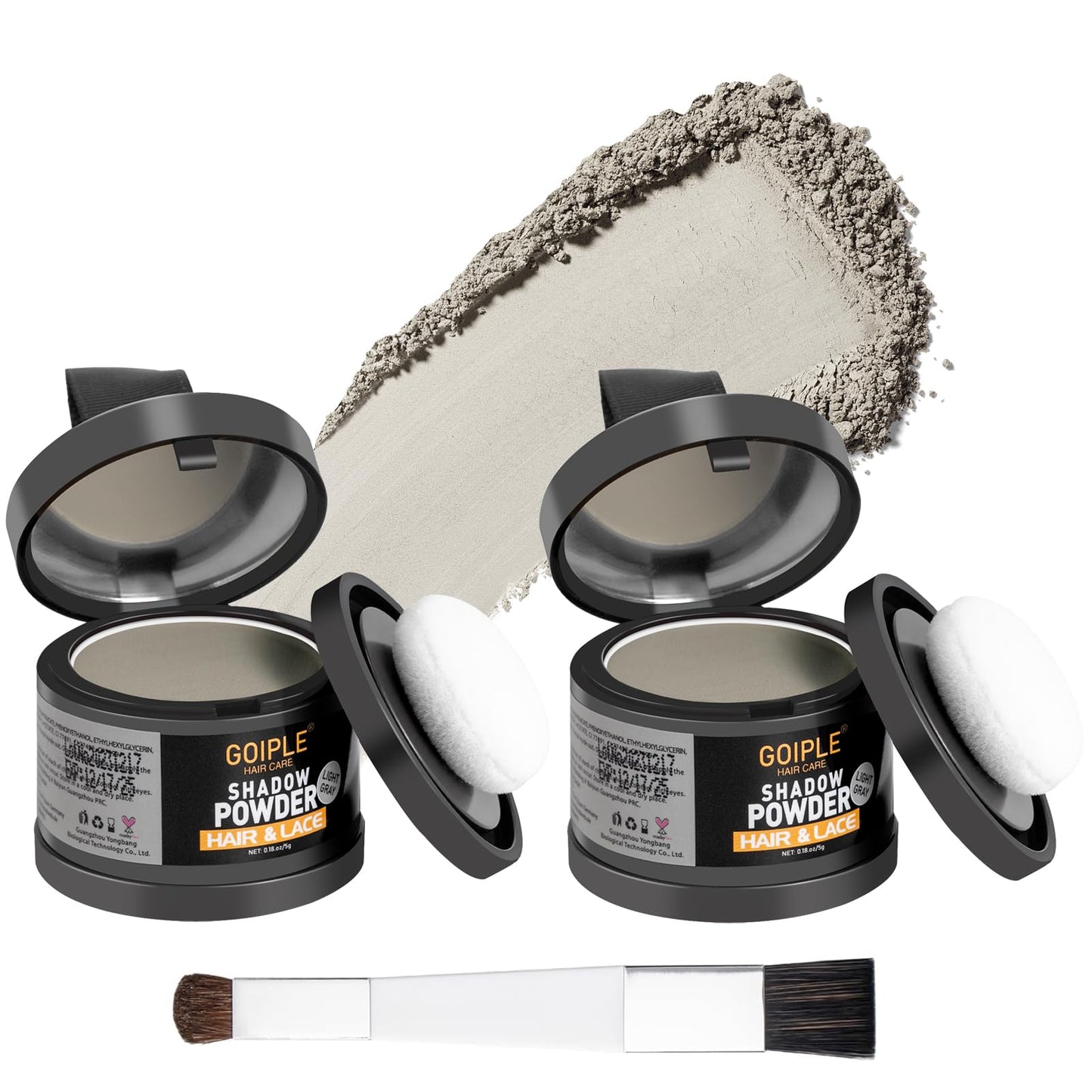 Lockmio Root Cover Up Powder for Women - Light Gray Hairline Powder for Bald Spots, Eyebrows, Beard Line, Light-Blonde Hair Fibers for Thinning Hair Shadow Powder 2 Pack