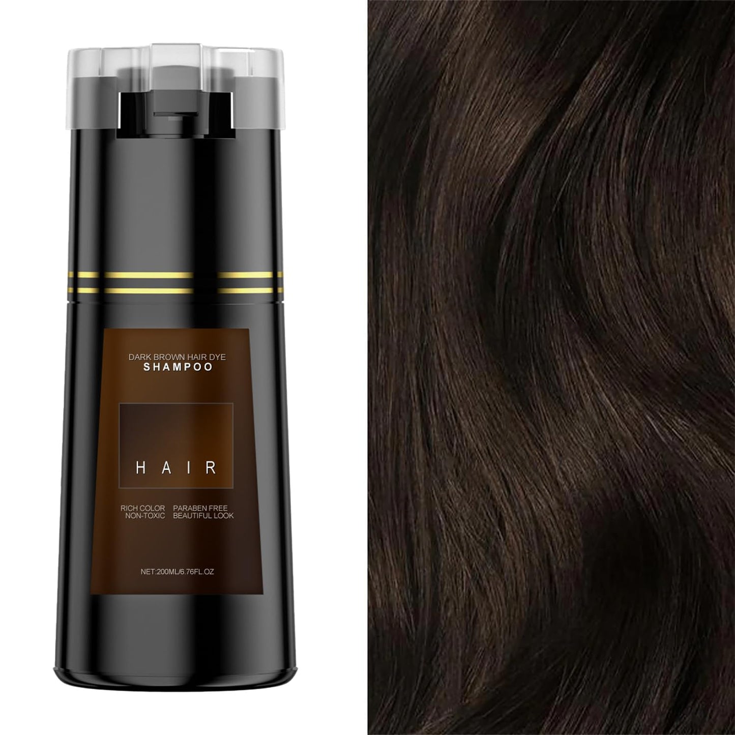 Bupposes Natural Hair Color Shampoo, Hair Dye Shampoo Instant 3 in 1, Hair Dye Shampoo, Hair Instant Dye Shampoo for Men & Women(brown/1pcs)
