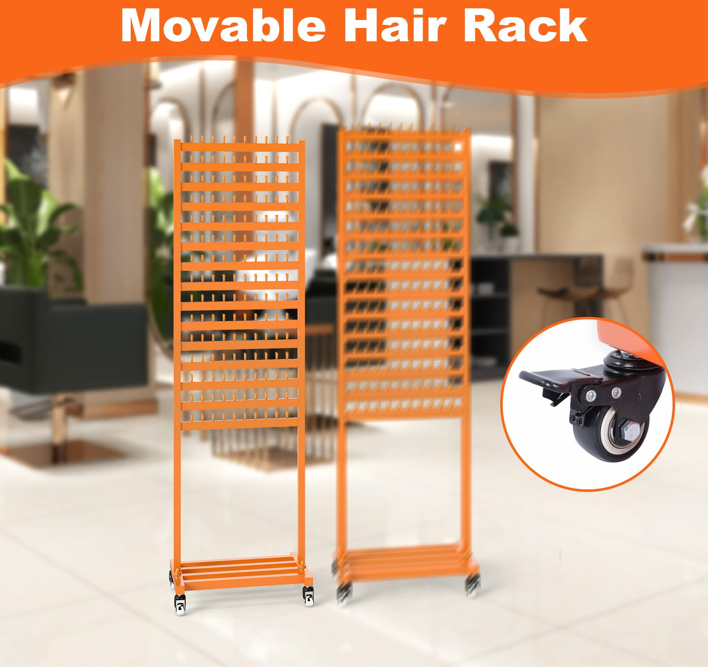 Suuiwau Adjustable Braiding Hair Rack 300 Pegs,2-Sided Metal Braiding Rack Stand with Wheels Hair Separator Braid Rack for Hair Stylist
