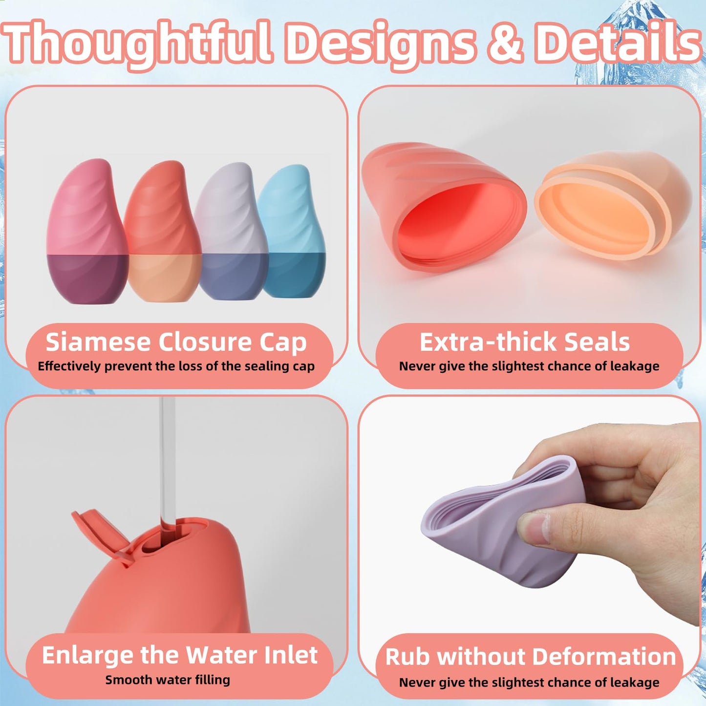 Silicone Facial Ice Cube Roller Massager, Facial Beauty Care Tool, Reusable Face Ice Mold - Brighten Skin, Reduce Puffiness (Rose Red)