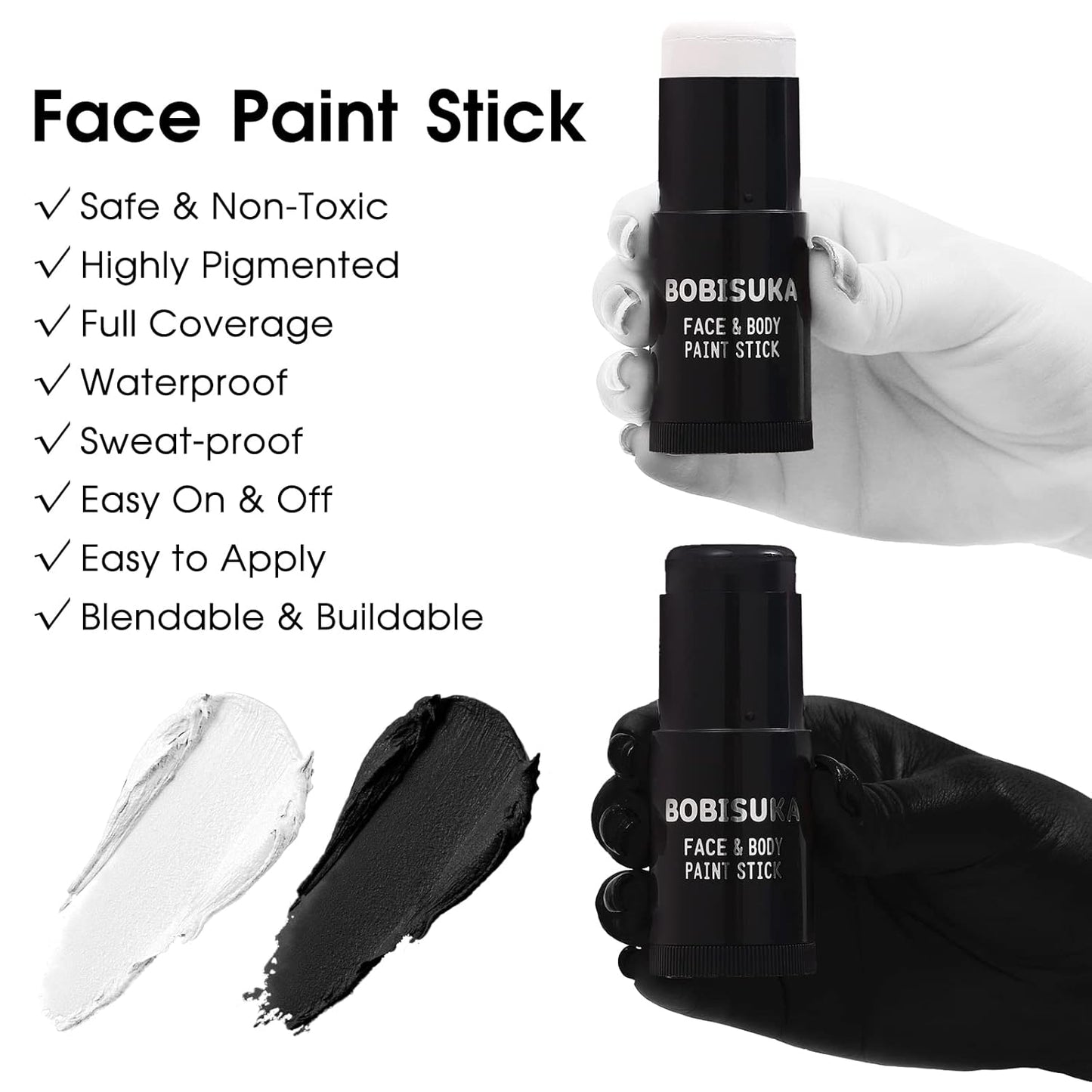 Red White Blue Face Paint Stick Kit - Eye Black for Football, Baseball & Halloween