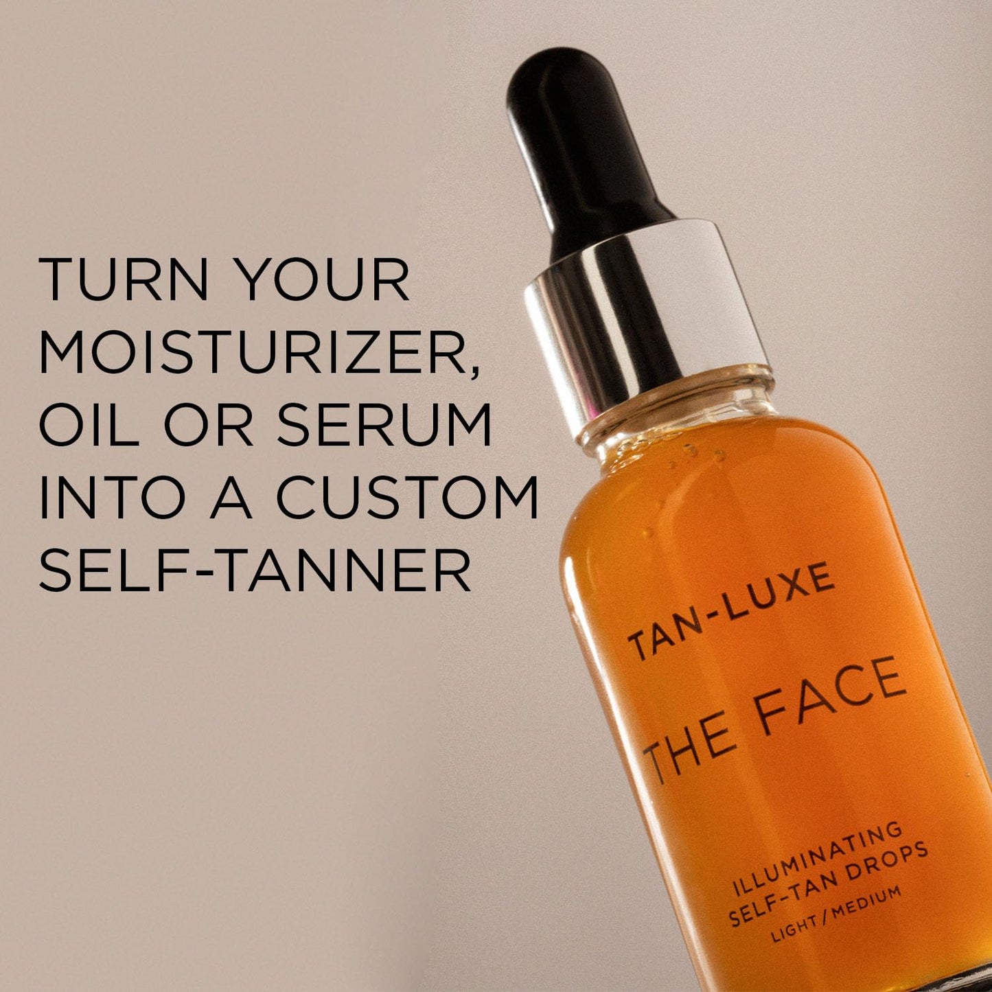 Tan-Luxe The Face Illuminating Self-Tan Drops, Customizable Face Tanning Serum, Natural Glow, Mix With Skincare, Vegan, Cruelty-Free, Streak-Free, 0.33 fl. oz/10 ml Bottle (Light/Medium)