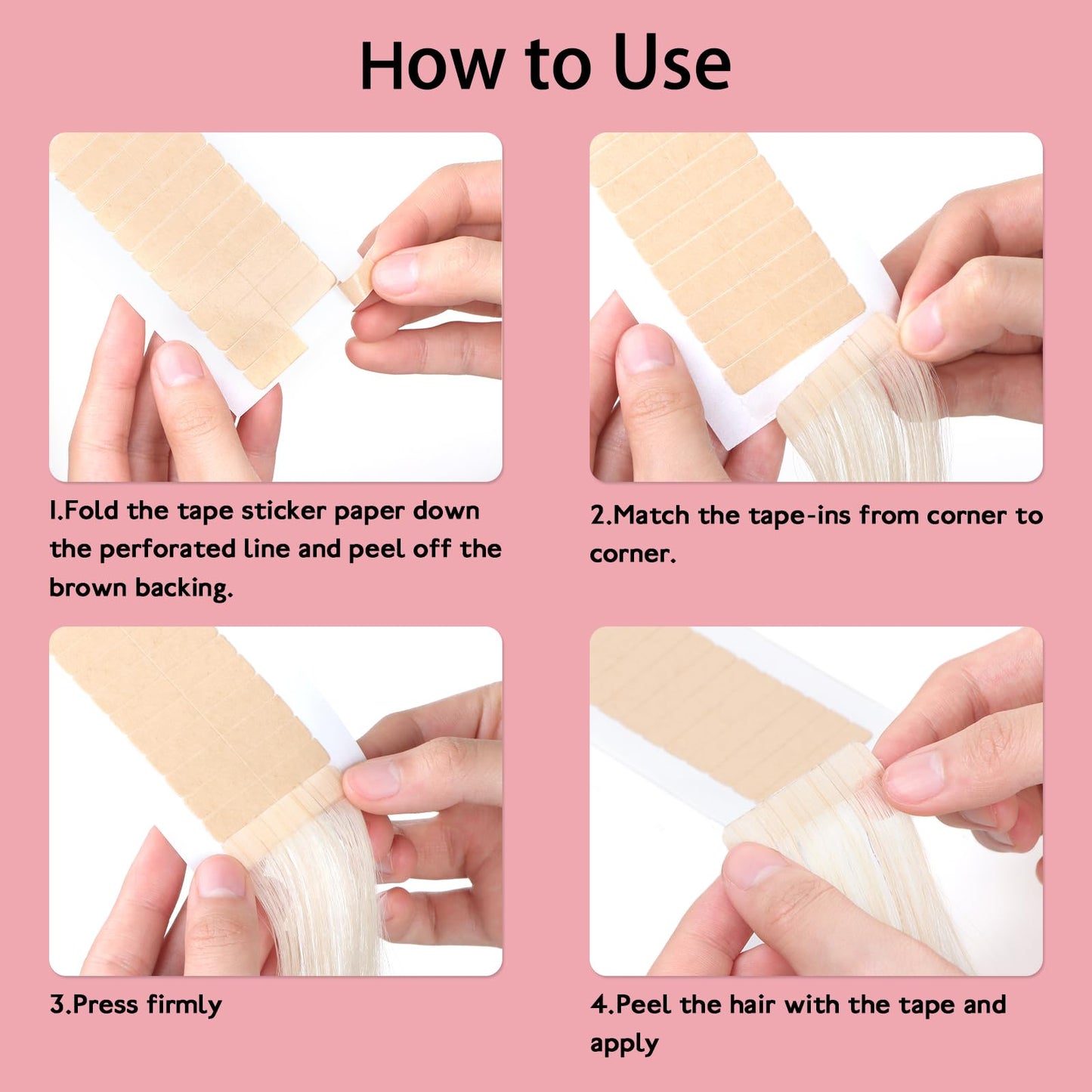 WENNALIFE Hair Extension Double Sided Replacement Tape Tabs, No Residue Transparent for Tape in Extensions, 72pcs 1.6x0.3 Inch/Piece