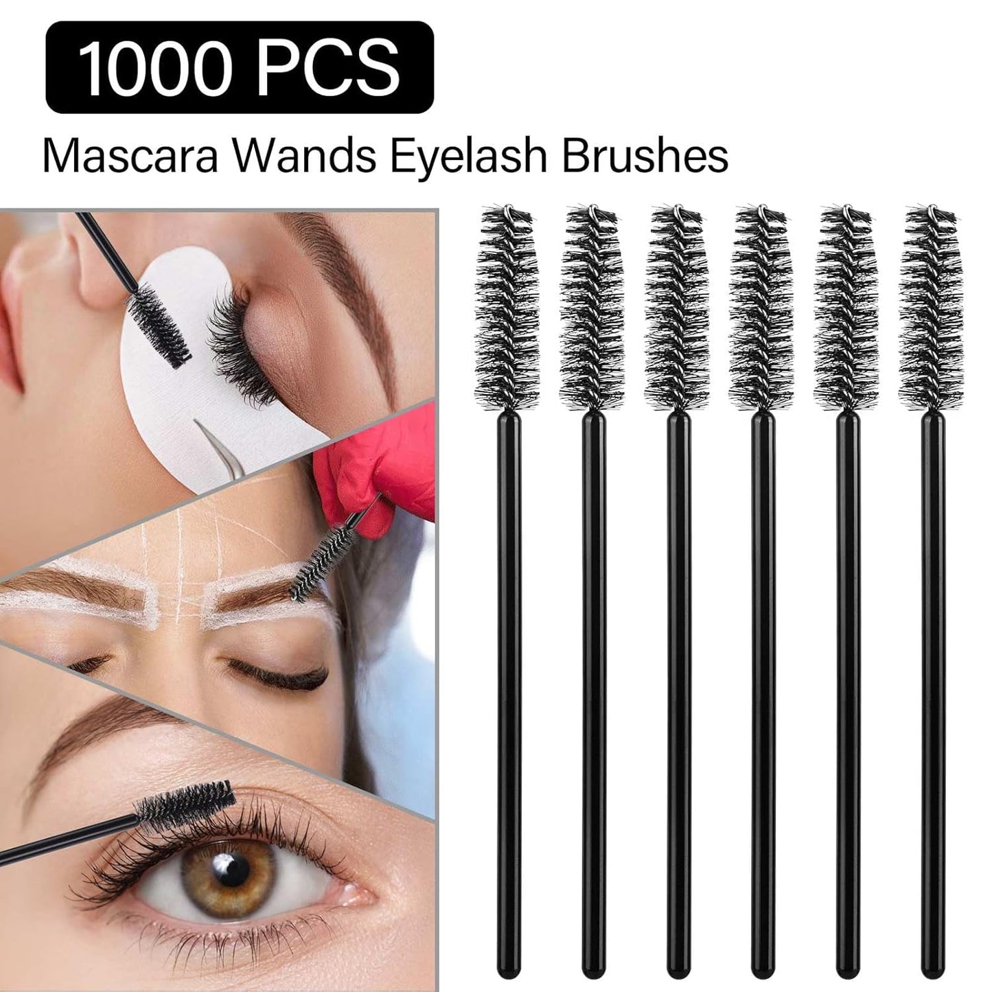 Disposable Mascara Wands - 1000 Colorful Eyelash Brushes & Spoolies for Extensions