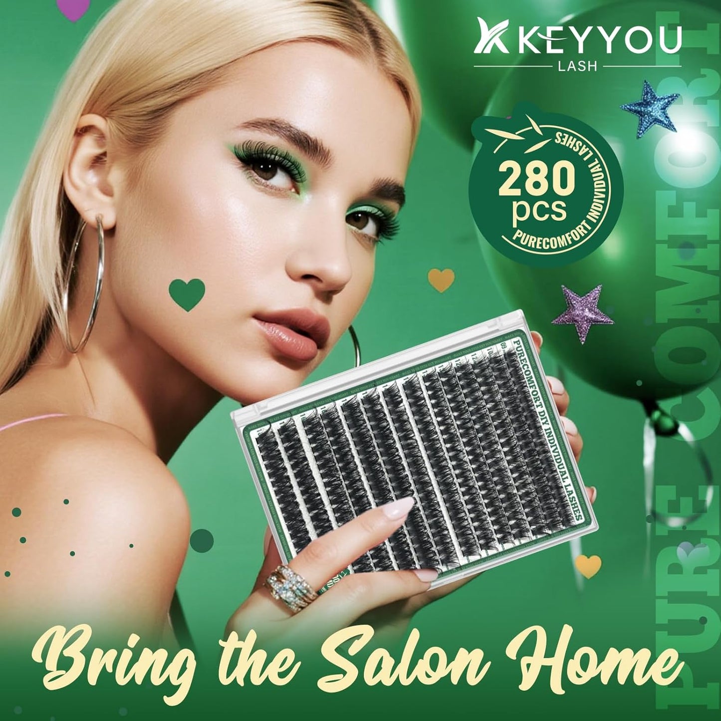 DIY Lash Extension Kit - 280 Soft Cluster Lashes, 100D Curl, Easy Application with Bond & Seal