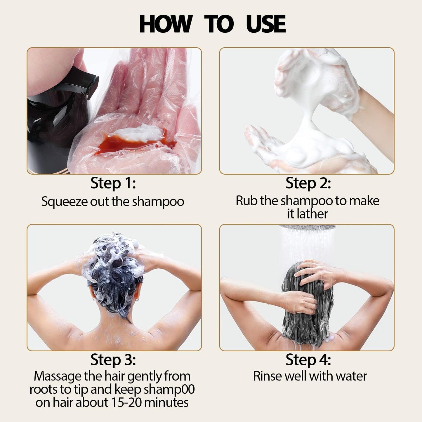 Dark Brown Hair Dye Shampoo- Gray Coverage, Herbal Natural 3 in 1 Hair Color Shampoo for Men & Women