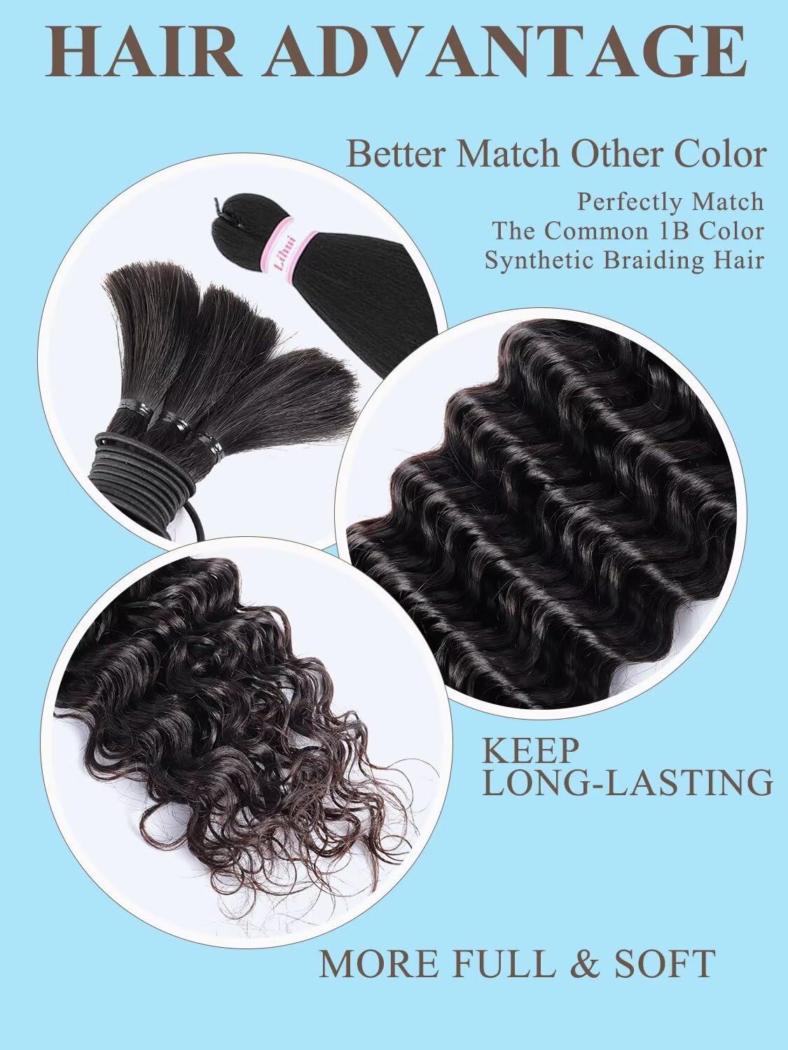 Human Braiding Hair Boho Braids Human Hair 100g 16 Inch Deep Water Wave Bulk Hair for Braiding No Weft 2 Bundle 12A Brazilian Virgin Curly Hair Extensions Wet and Wavy Human Hair Braiding Hair