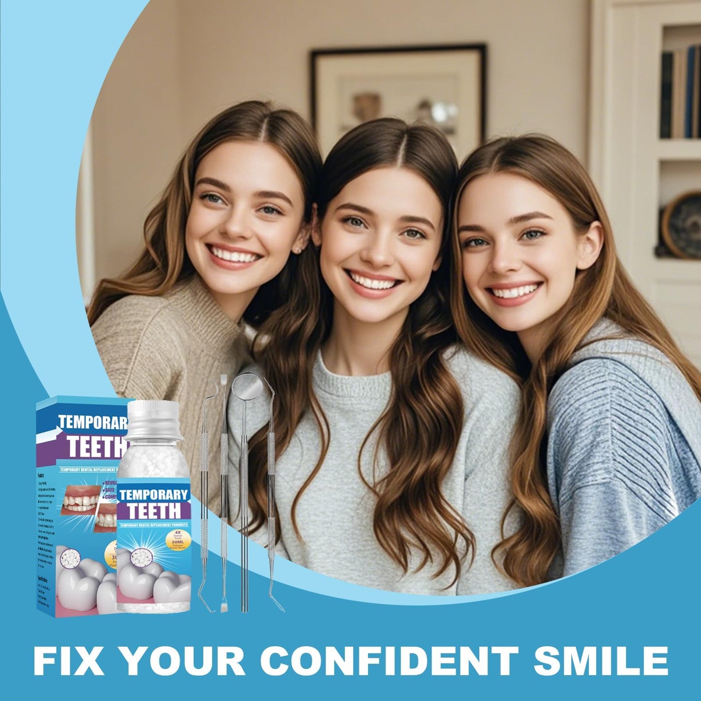 Tooth Repair kit with 4 Dental Tools, Tooth Filling Repair The Missing Teeth, Dental Care Kit Fixing Broken Teeth, Save Smile Cause Bad Teeth and Smile Confidently Again