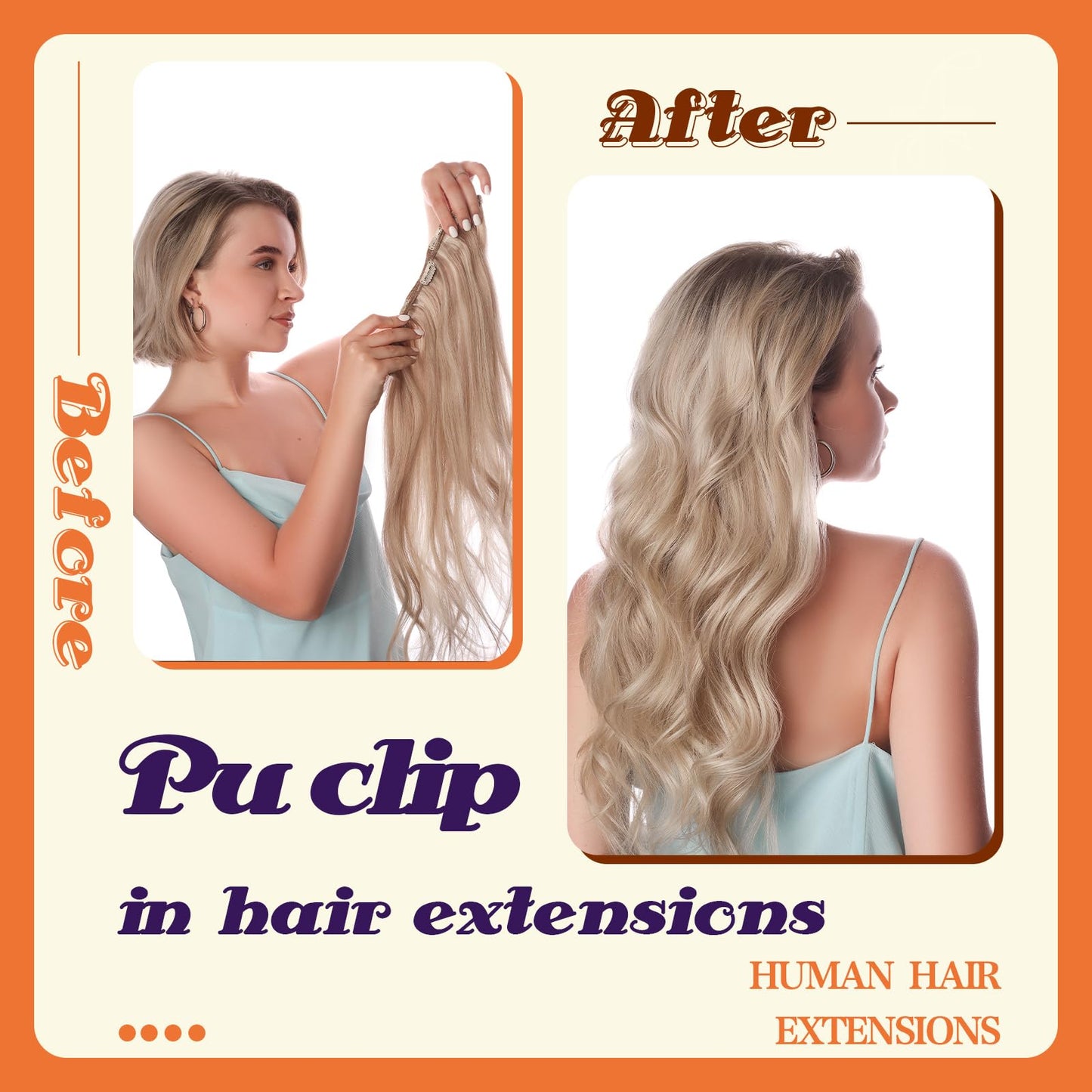 Full Shine Hair Extensions Real Human Hair Clip ins Blonde Highlight Seamless Clip in Human Hair Extensions PU Skin Weft Add Volume 18 Inch 8 Pcs 120 Grams