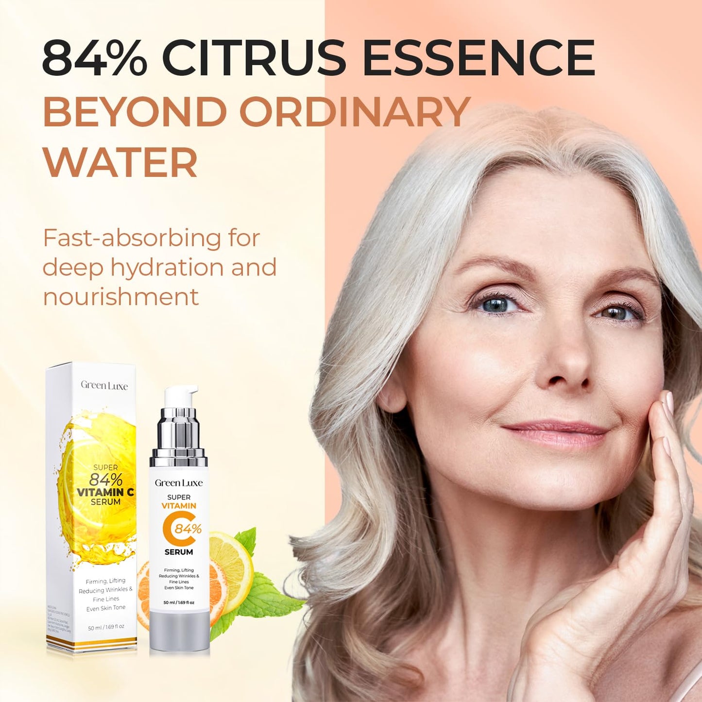 Vitamin C Serum for Mature Skin - Hydrating Anti-Aging Facial Care for Women 70+ - Firming & Smoothing Formula, 1.69 fl oz