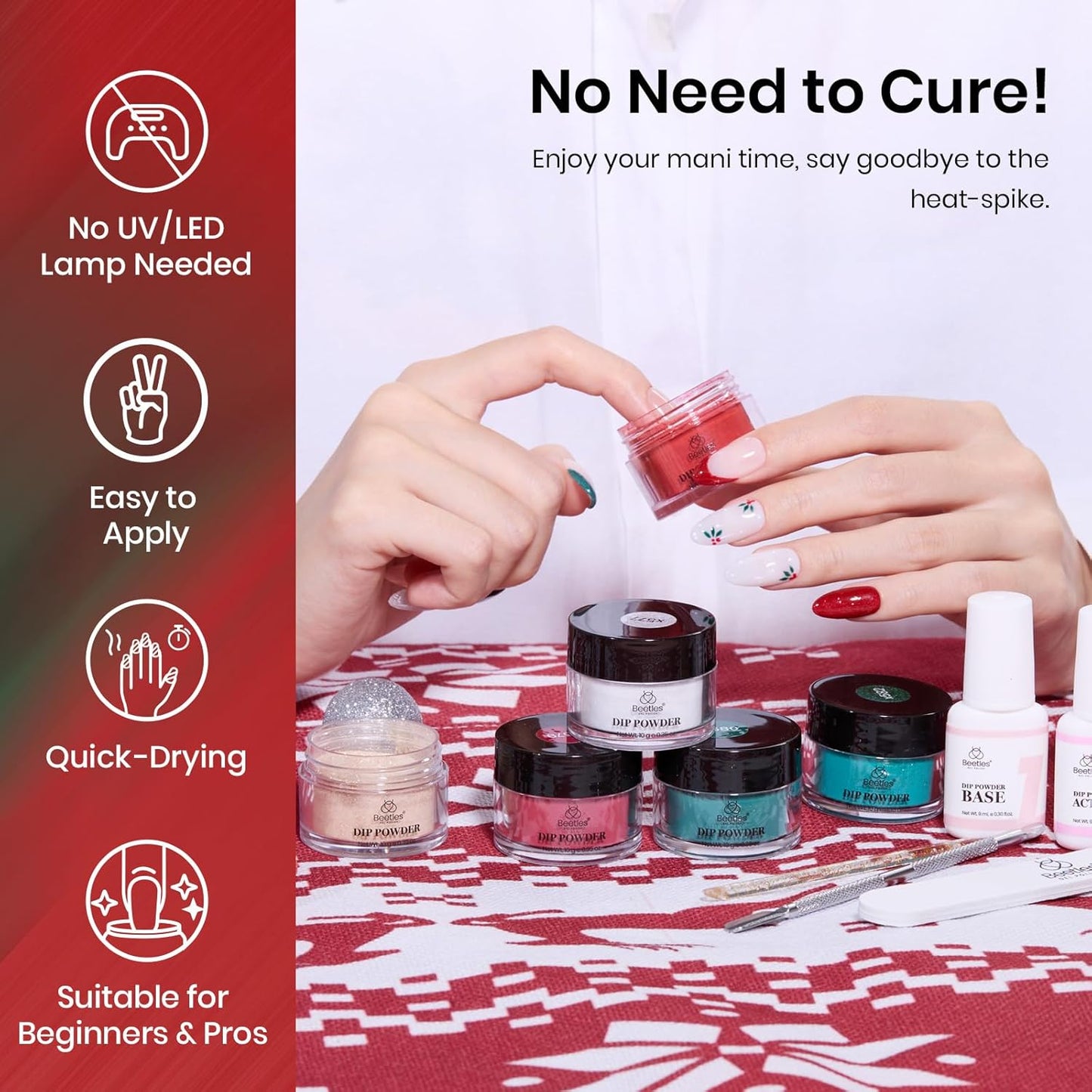 Beetles 20-Color Pink Nude Dip Powder Nail Kit - Jelly Effect & Glitter for DIY Manicure