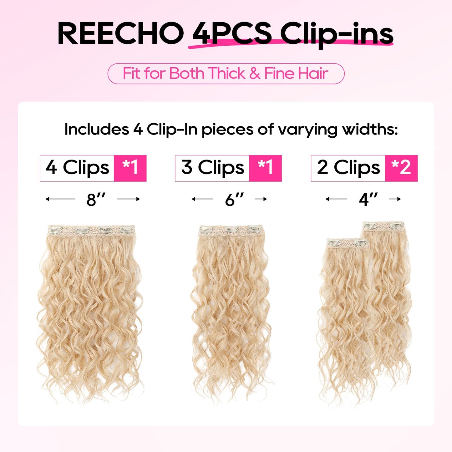 REECHO Curly Hair Extensions, 4PCS 16 inch Clip in Hair Extensions Lace Weft Short Curly Hair Extensions Clip Ins Invisible Natural Hairpieces for Women, Chocolate Brown