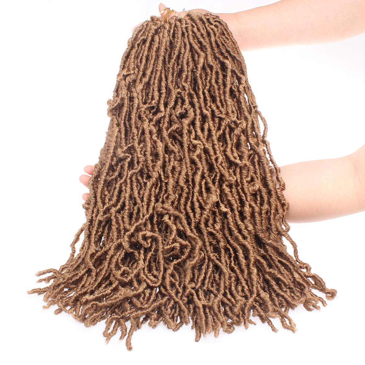 Faux Locs Crochet Hair - 18 Inch Pre-Looped 7 Packs Soft Natural Black Goddess Locs for Women