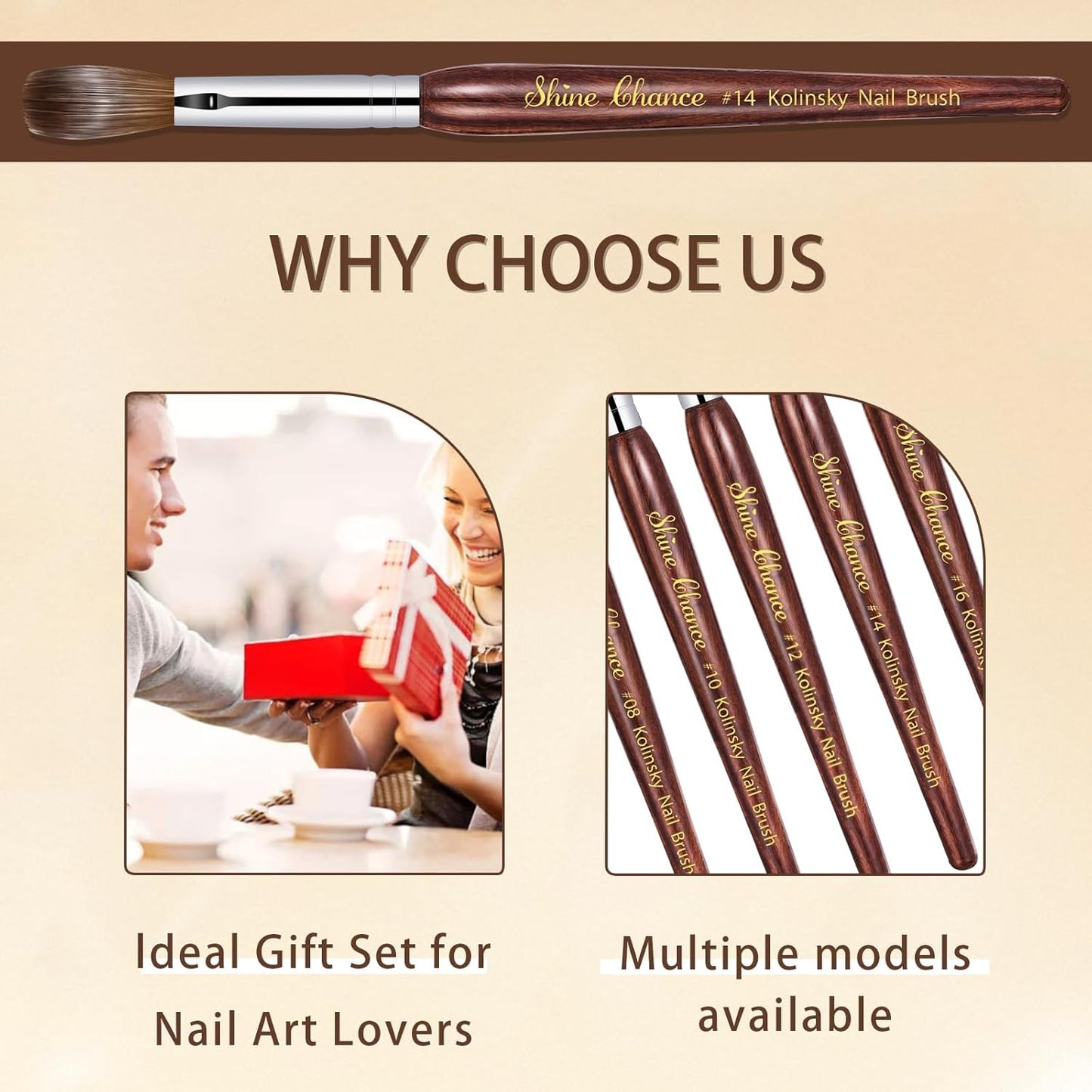 Professional Acrylic Nail Art Brush - Size 16 Kolinsky Hair Oval for DIY Salon