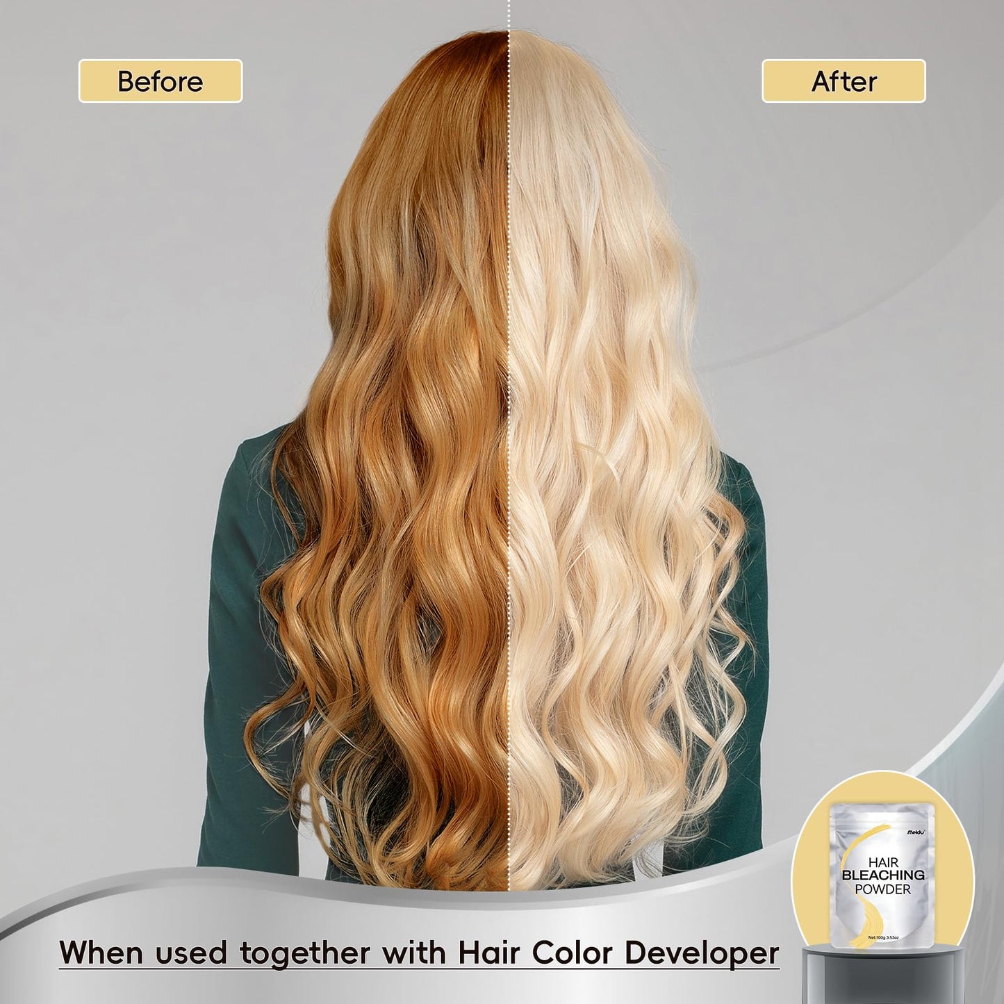 Hair Bleach, Bleach for hair, Bleach Podwer for hair, 3.53oz / 100gLightening Up to 8 Levels of Lift for Hair Highlights & Lightening (small)
