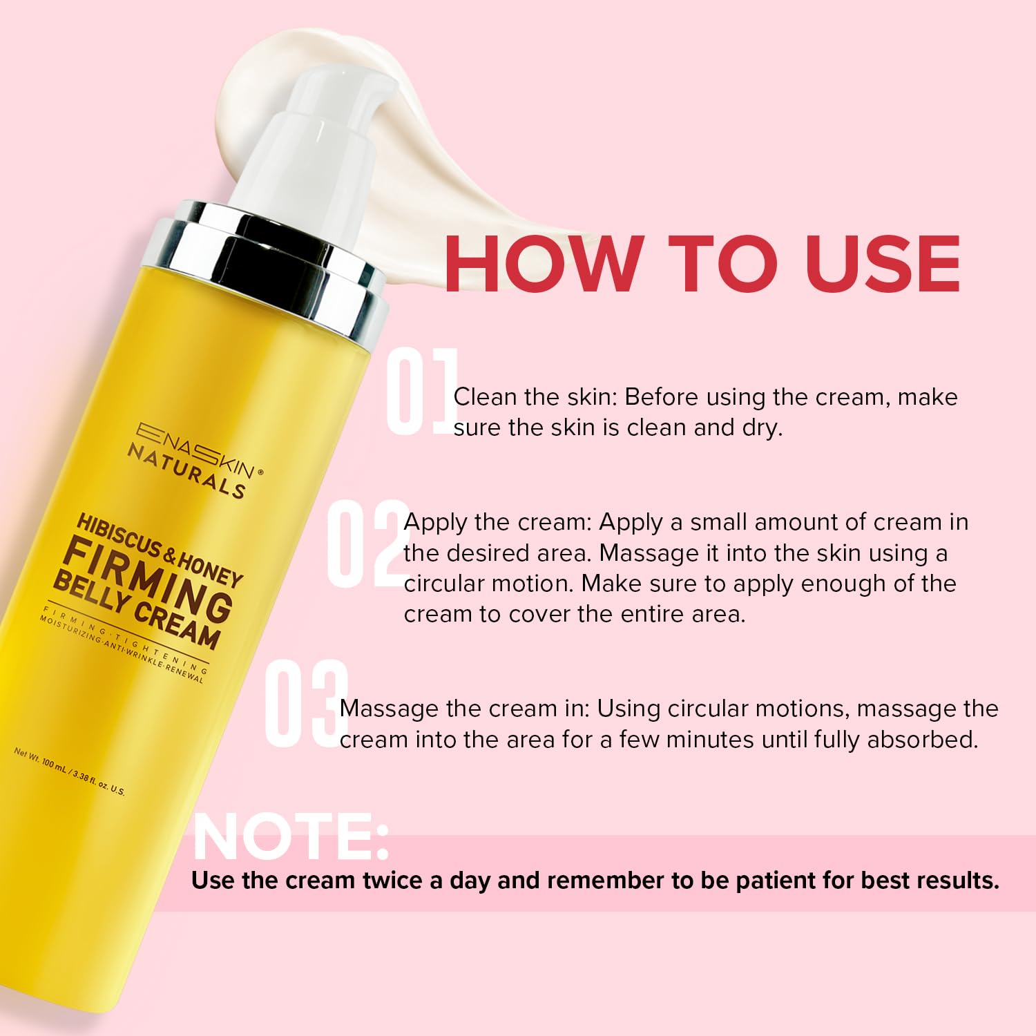 Belly Firming & Skin Tightening Cream with Hibiscus & Honey - Moisturizing Cellulite Lotion for Stomach, Thighs & Butt - 100ML