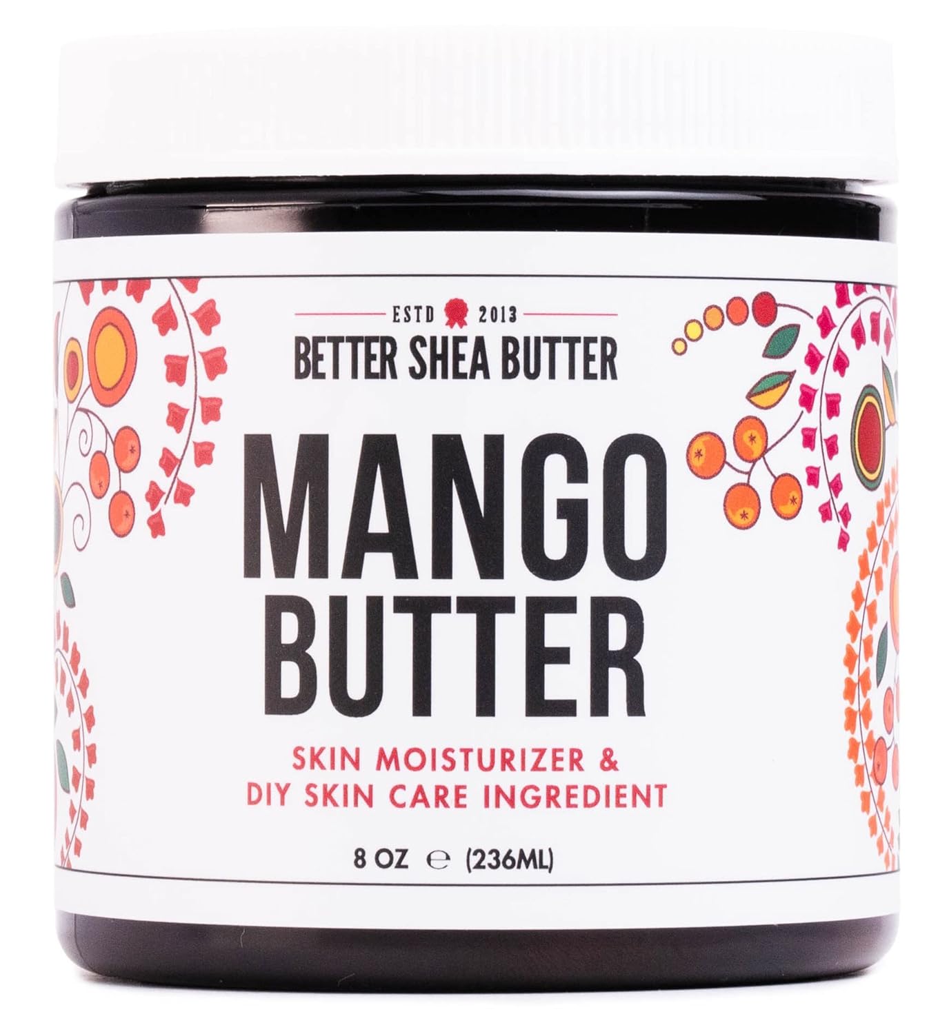 100% Pure Raw Mango Butter - Natural Moisturizer for Skin & Hair - 8 oz Jar for DIY Body Butter, Lip Gloss & Lotion Bars
