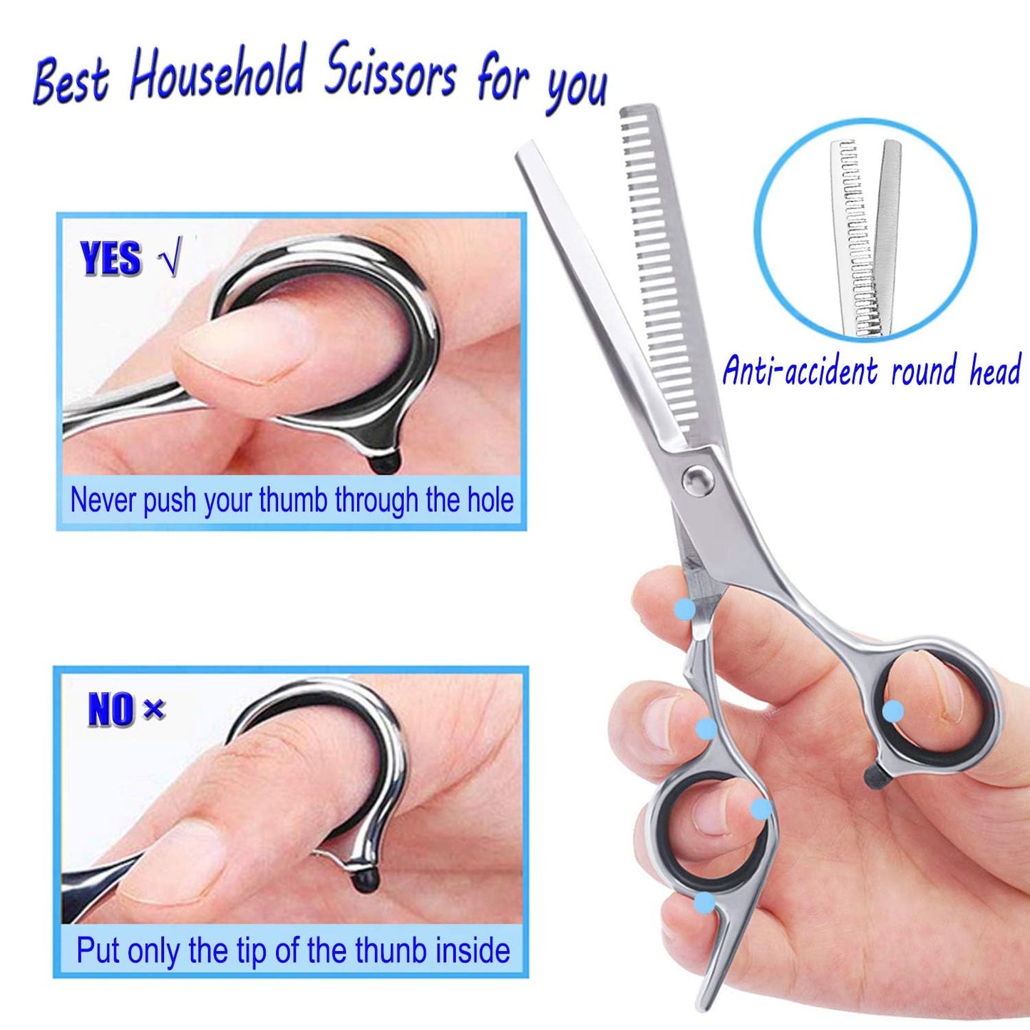 Essoy Professional Thinning Shears - 6.5-Inch Hair Cutting Scissors with Stainless Steel Blades, Fine Adjustment Screw for Home Salon, Barber and Hairdressing