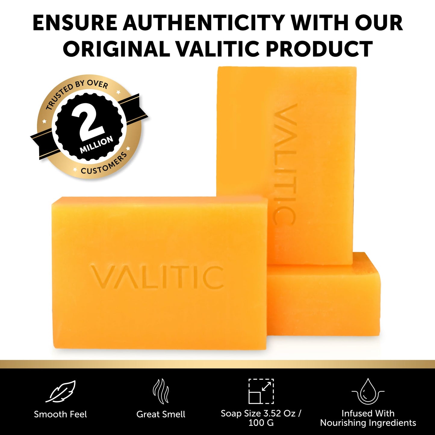 VALITIC Kojic Acid Soap for Hyperpigmentation - with Glutathione, Collagen & Vitamin C - Natural Soap Bars with Turmeric - Original Japanese Complex for Dark Spot Correction - 4 Pack