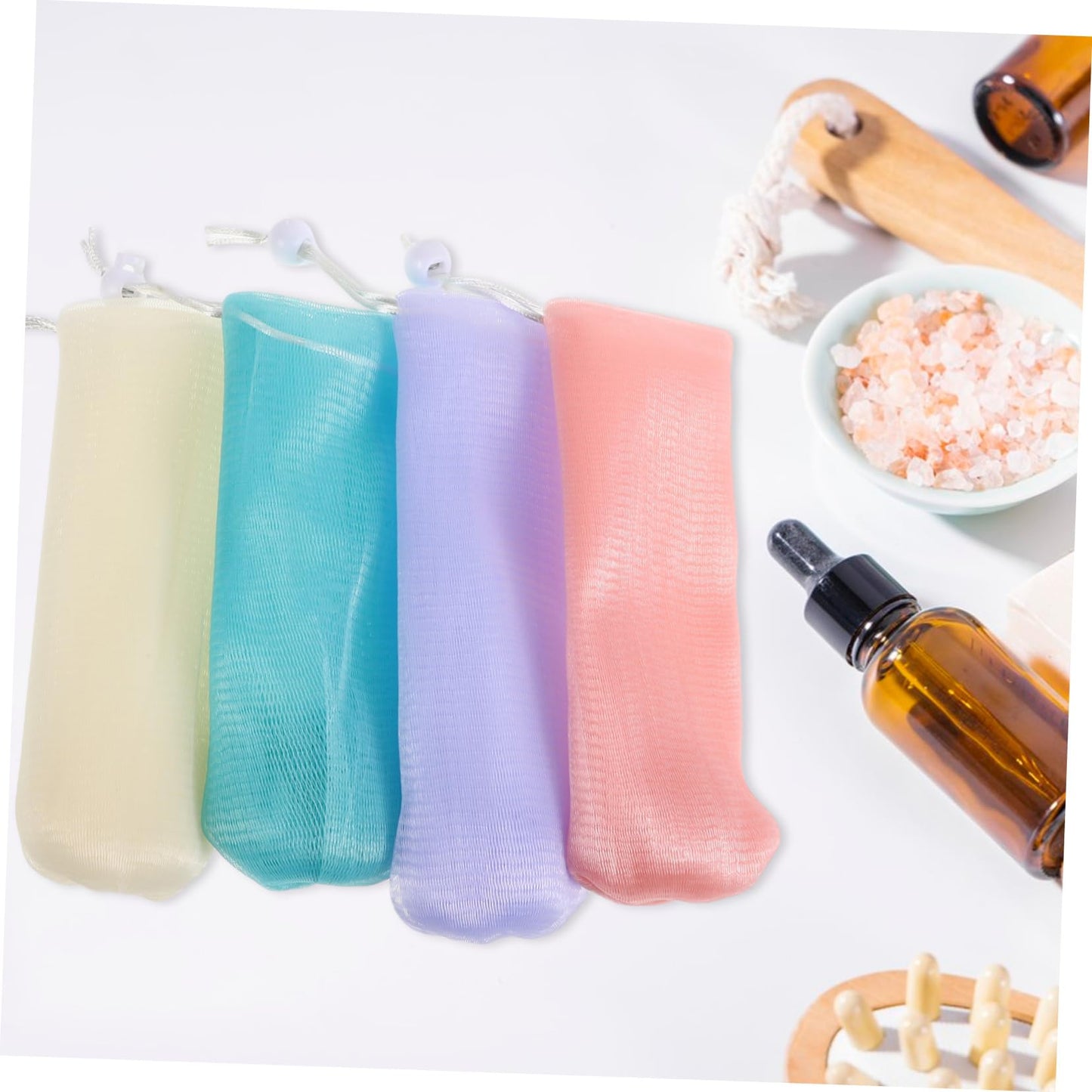 SOIMISS 8pcs Thickened Foaming Net Pouches for Bar Soap Hanging Facial Washing Bag for Homemade Convenient Storage Bath Shower Colors