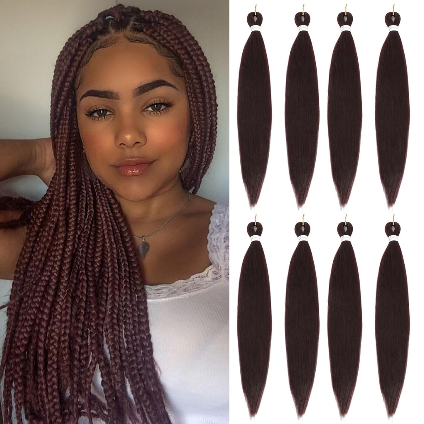24-Inch Pre-Stretched Braiding Hair - 8 Packs Soft Yaki Texture for Crochet & Twists