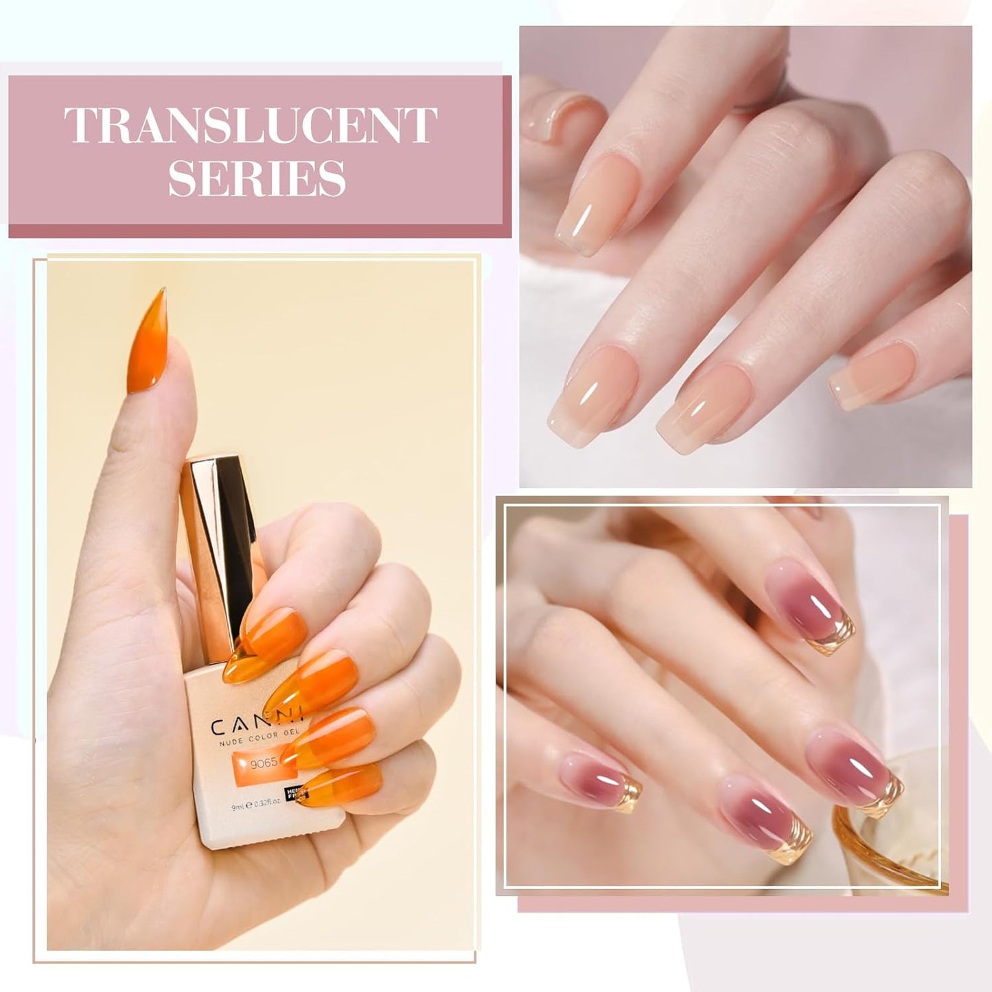 Jelly Nude Pink Gel Nail Polish Set - 6 Pcs Soak Off LED Gel Manicure Kit