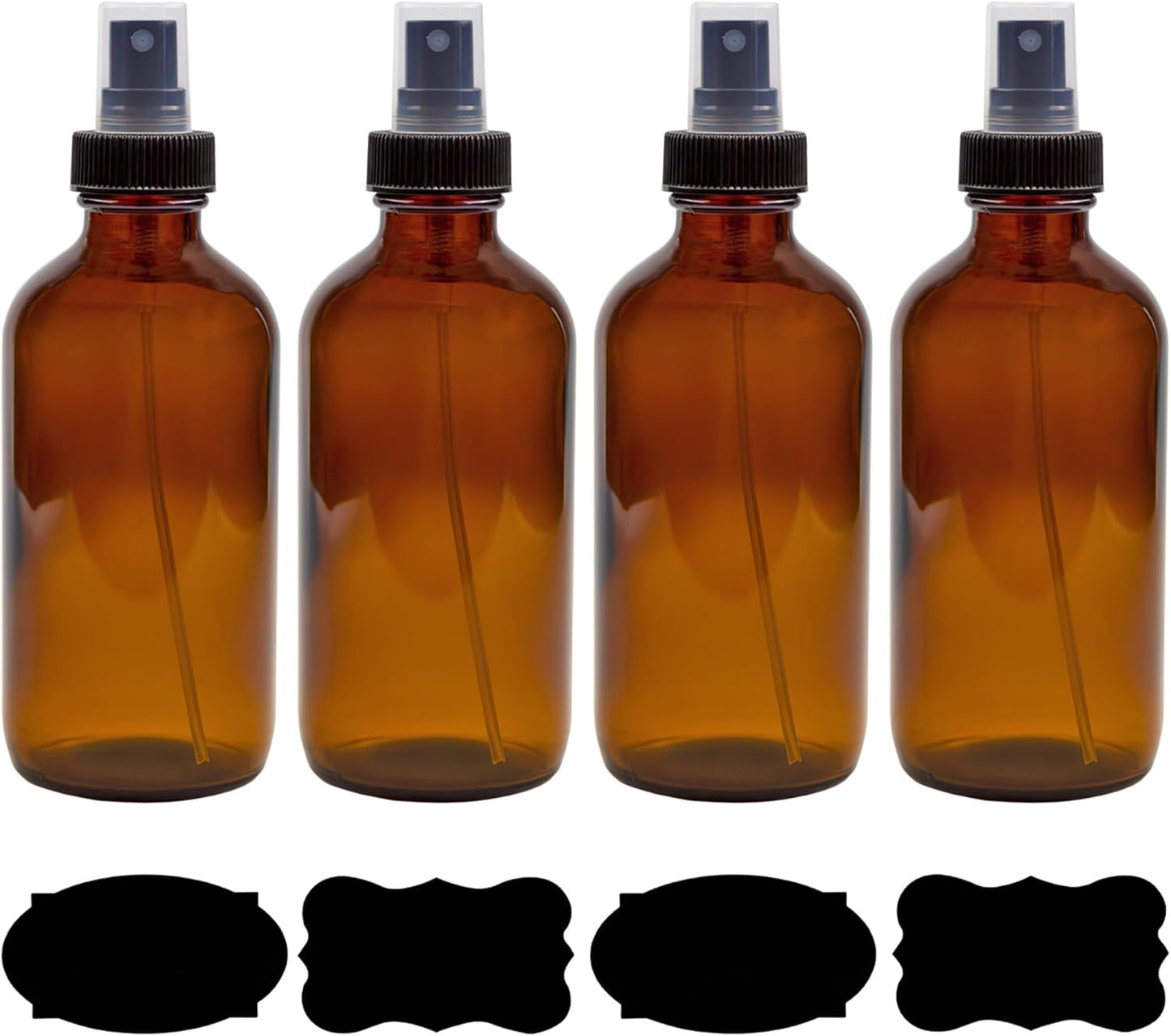 8-Ounce Amber Glass Spray Bottles (4-Pack) - Fine Mist Atomizers for Aromatherapy & DIY