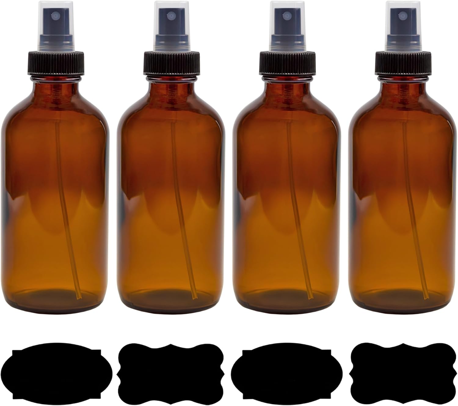 8-Ounce Amber Glass Spray Bottles (4-Pack) - Fine Mist Atomizers for Aromatherapy & DIY