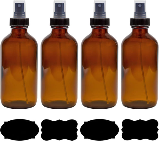 8-Ounce Amber Glass Spray Bottles (4-Pack) - Fine Mist Atomizers for Aromatherapy & DIY