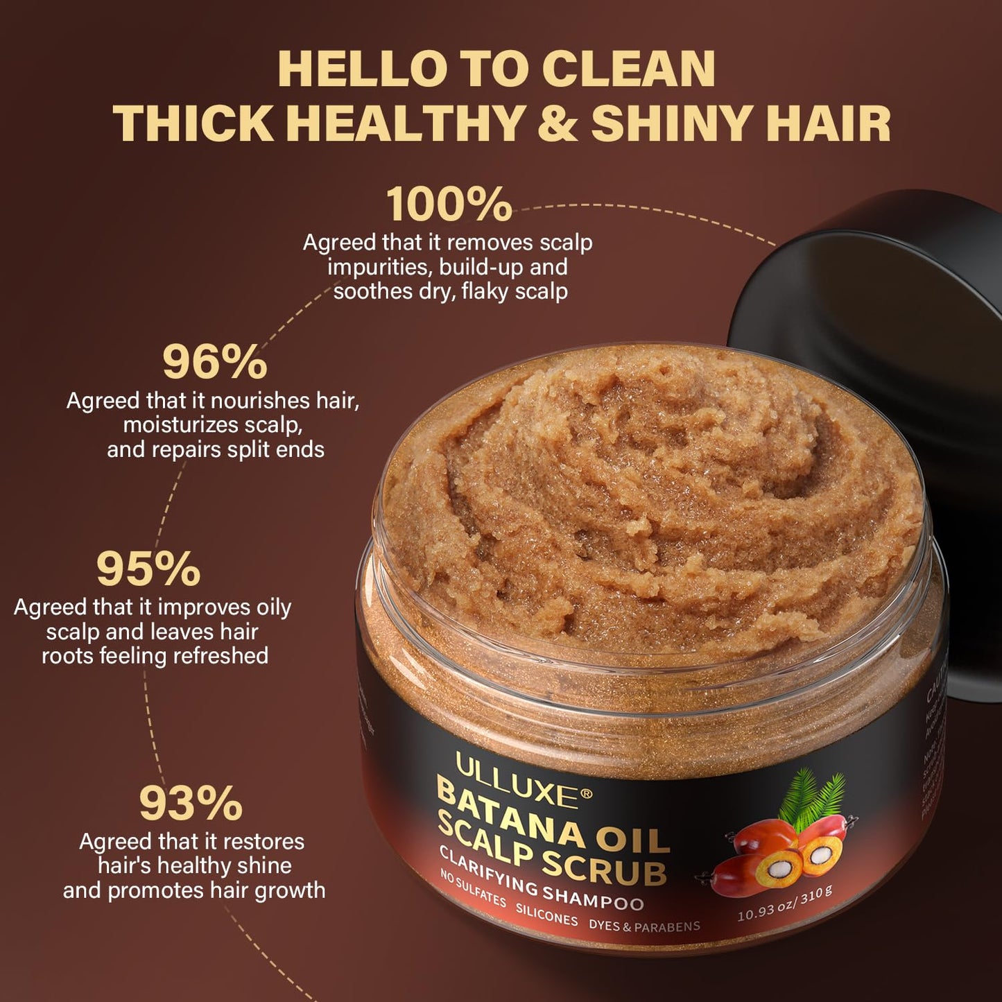 Scalp Scrub, 2-in-1 Clarifying Scalp Exfoliator Scrub Shampoo with Batana Oil Rosemary & Mint, Hair Treatment with Scalp Scrubber for Dandruff, Build Up, Oily, Itchy Scalp & Thinning Hair, 10.93 oz