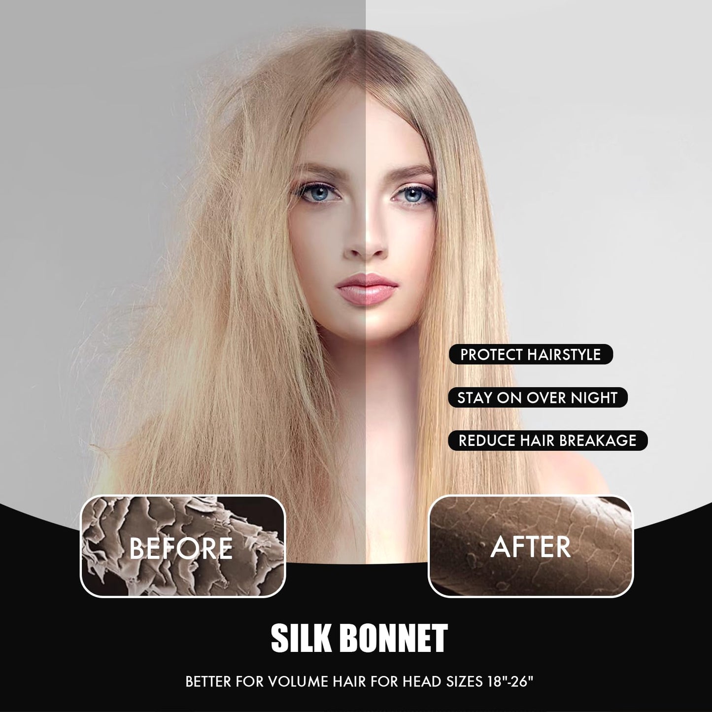 Doitory Silk Bonnet for Sleeping Women, Adjustable Soft Satin Lined Bonnet with Tie Band, Double Layer Sleep Night Cap for Natural & Curly Hair