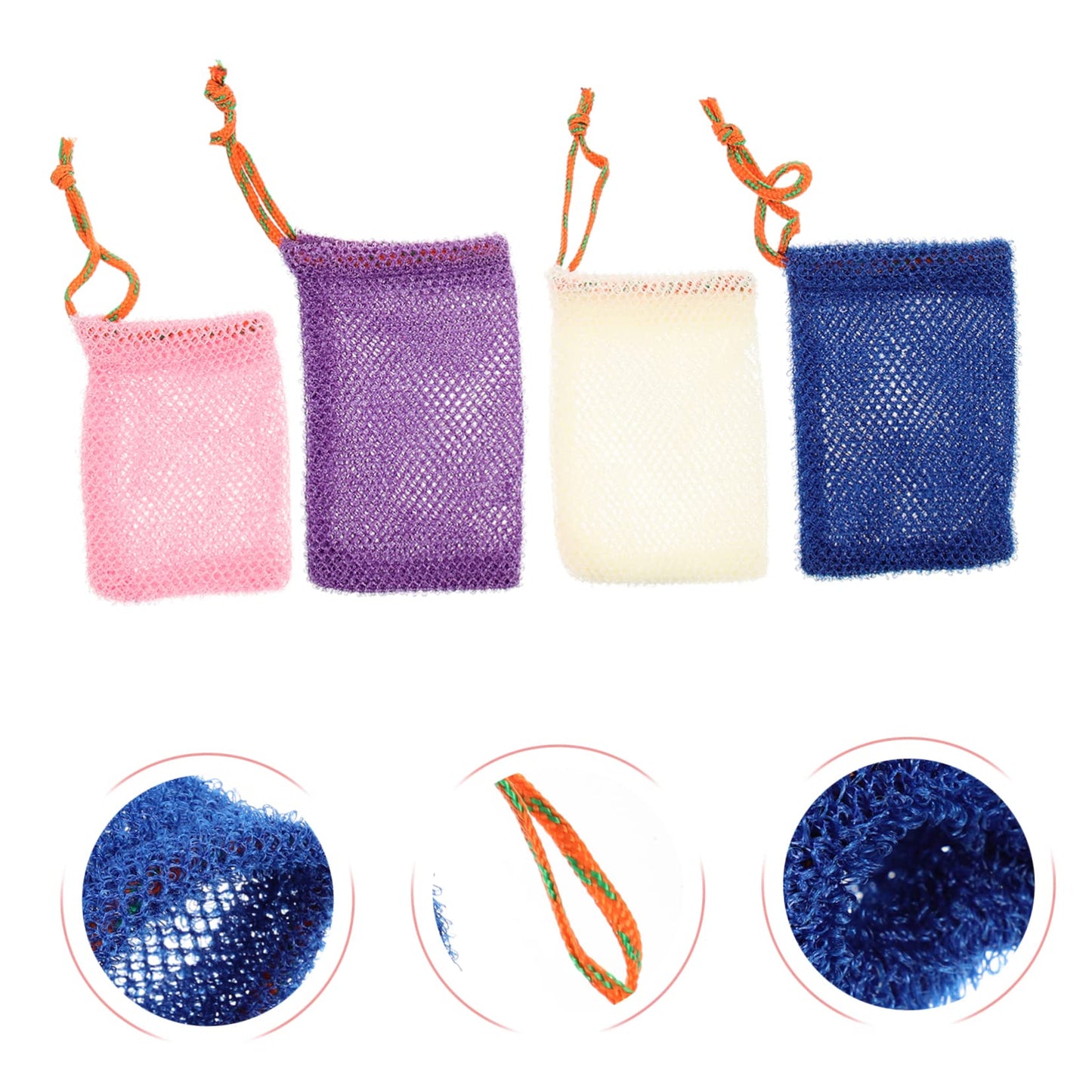 Angoily 8pcs Exfoliating Soap Net Bags for Face Cleaning and Bath Use Mesh Drawstring Pouches for Lathering Handmade and Natural Soaps