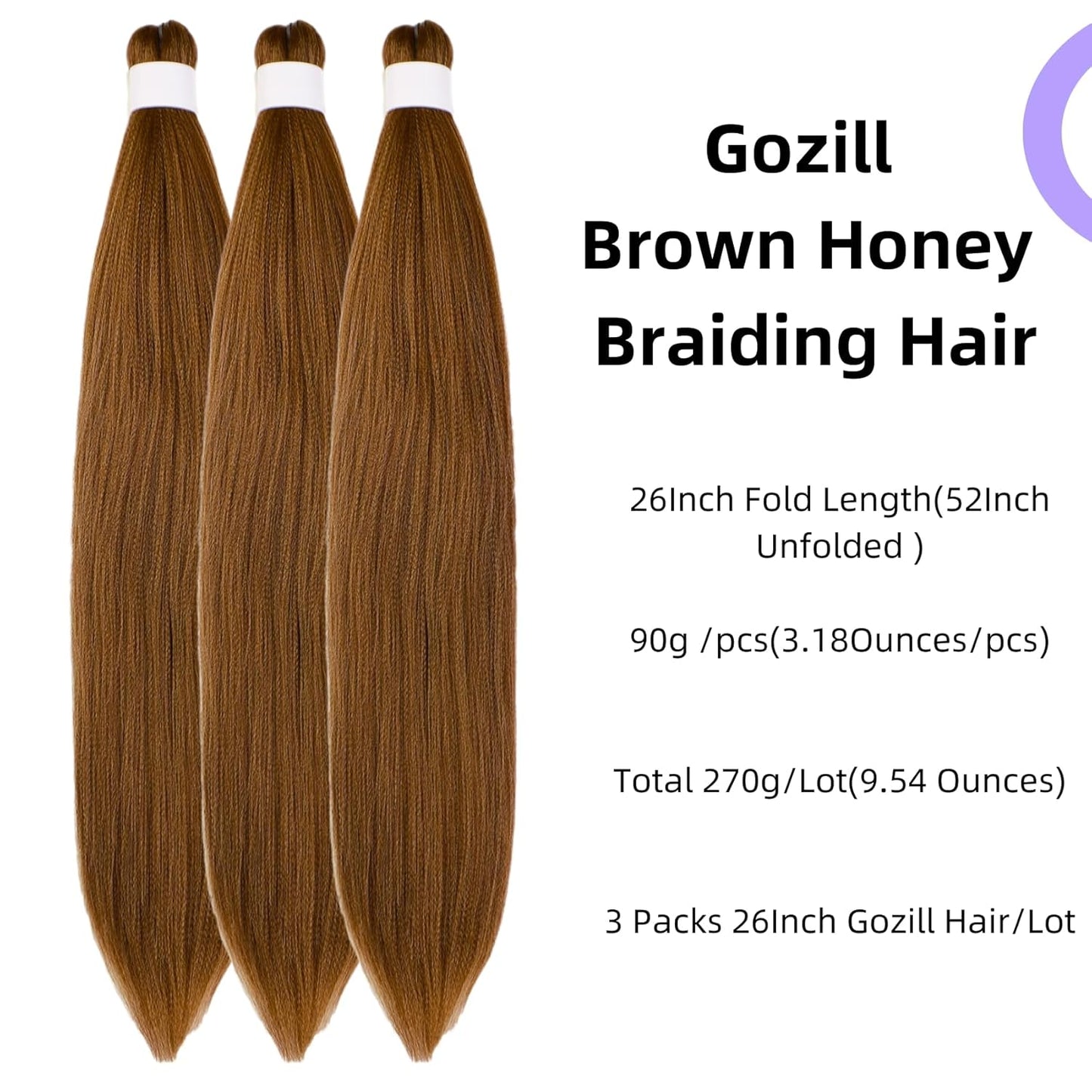 Ash Brown Pre-Stretched Knotless Braiding Hair Extensions - 6 Packs Synthetic Box Braids