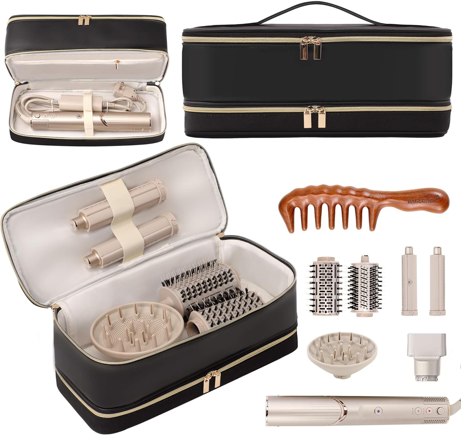 Dyson Airwrap Travel Case - Double-Layer Storage Bag for Shark Hair Dryer & Attachments