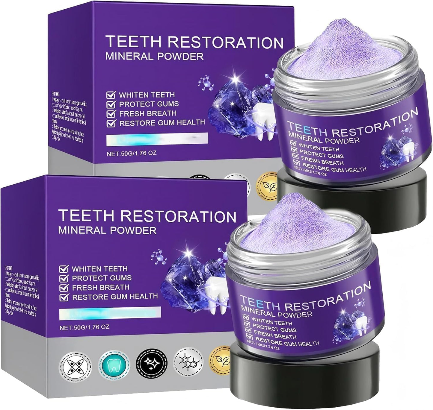 2 Pcs Teeth Restoration Mineral Powder Mineral whitening for Freshen Breath Whitening Natural Teethrestoration Powder Effective in Strengthening and Gums