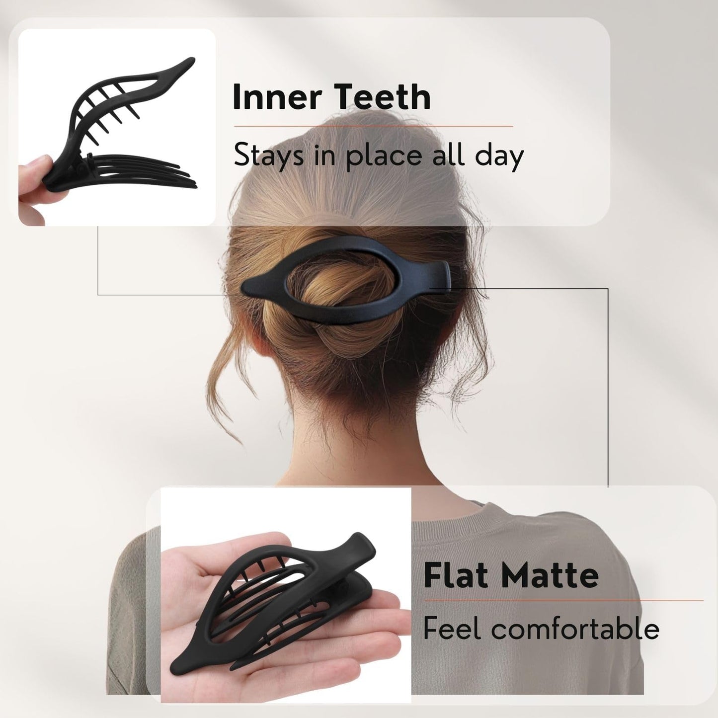 8 Pack French Flat Hair Clips for Women – Large Matte No-Slip Claw Barrettes for Thick & Thin Hair, Strong Hold Styling Accessories
