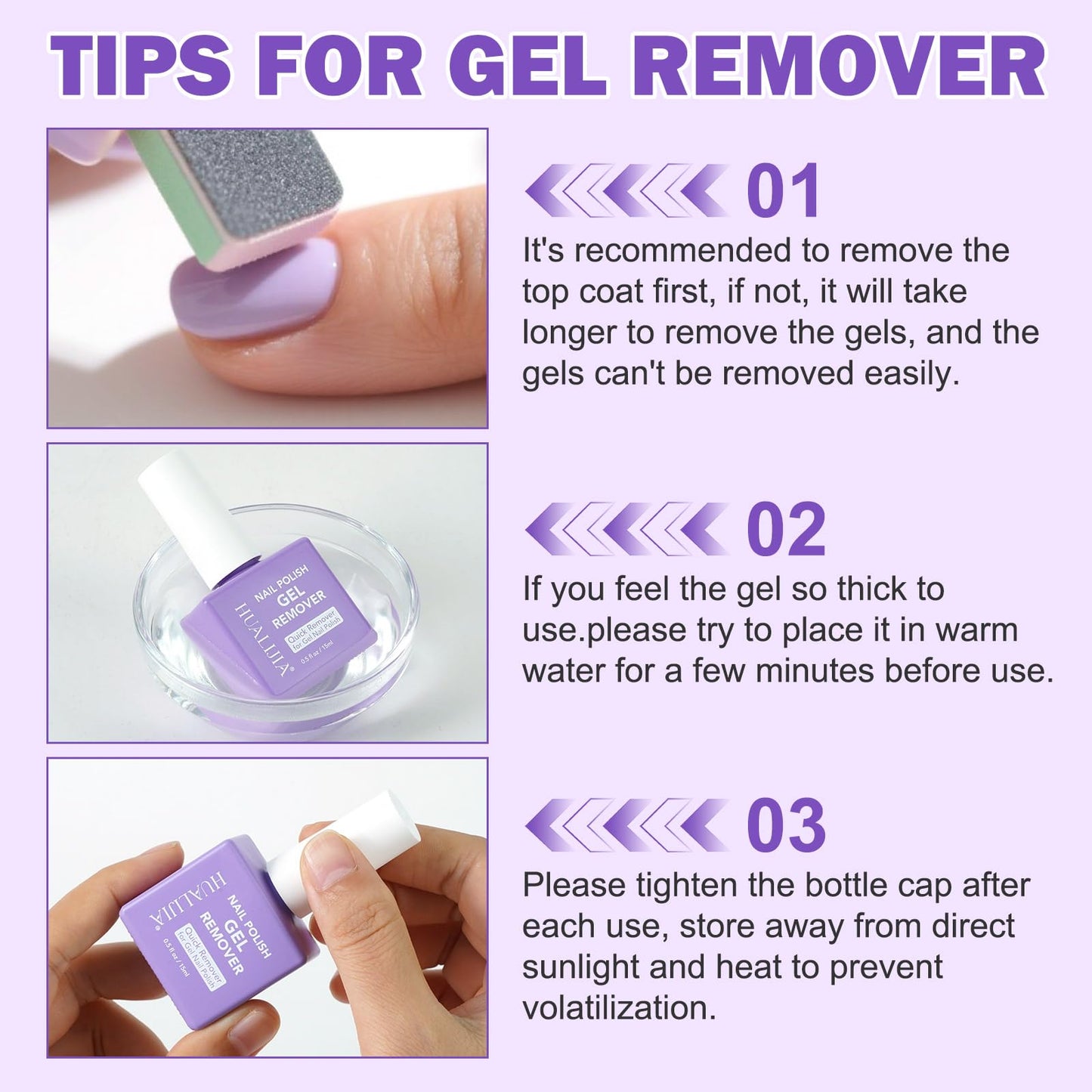 Gel Nail Polish Remover, Gel Polish Remover Kit - Quickily and Easily Removes Gel Nail Polish at Home in 2-5 Mins - No Need for Foil, Soaking or Wrapping,15ml